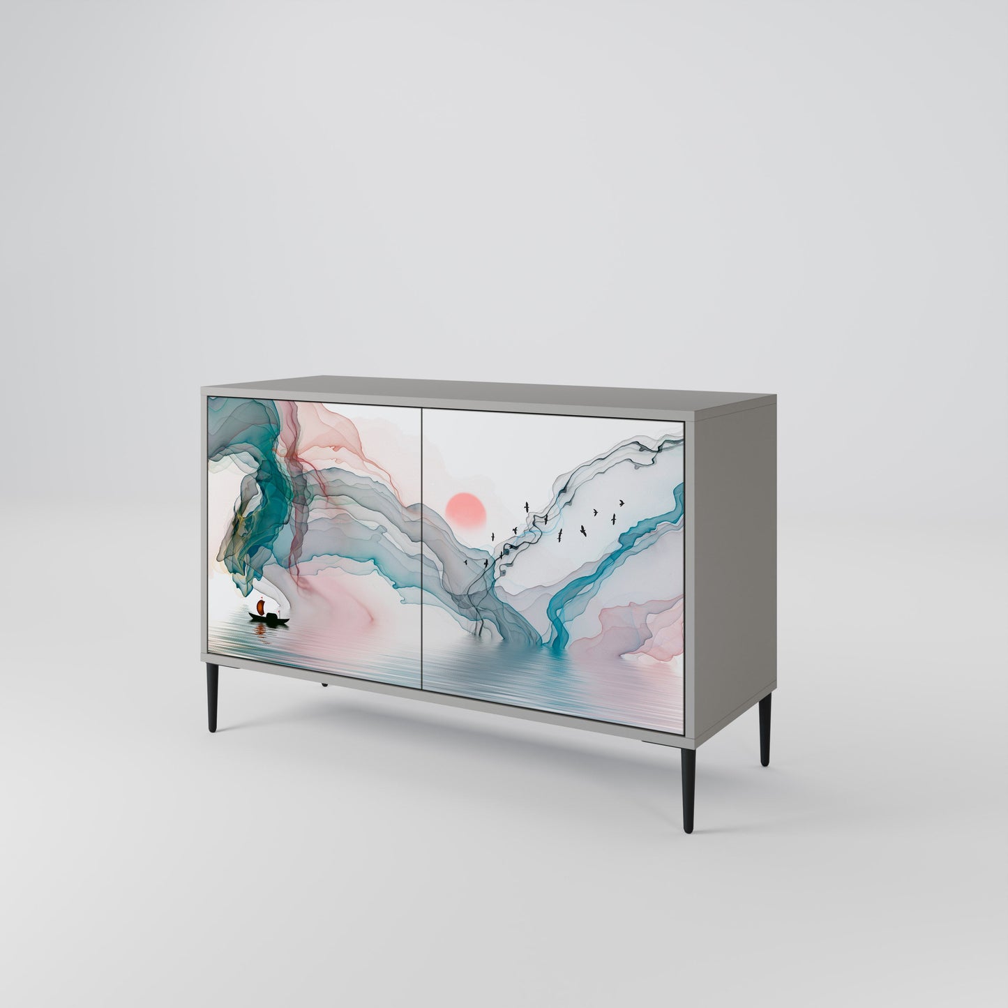 VELVET CROSSING 2-Door Sideboard in Grey Finish