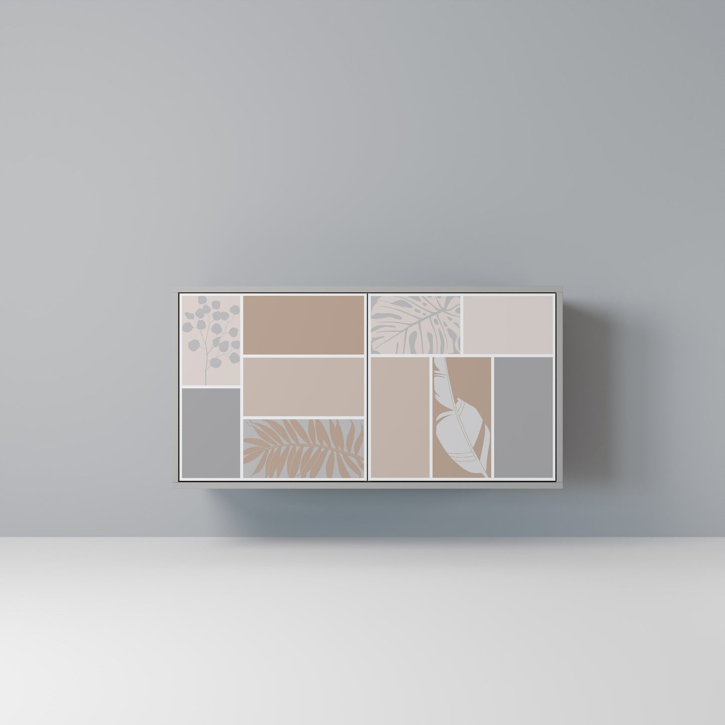 Credenza a 2 ante TROPICAL SHAPES in finitura grigia