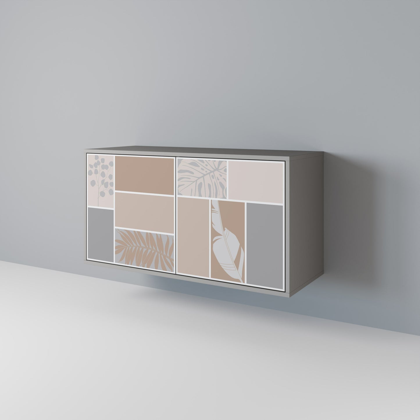 Credenza a 2 ante TROPICAL SHAPES in finitura grigia