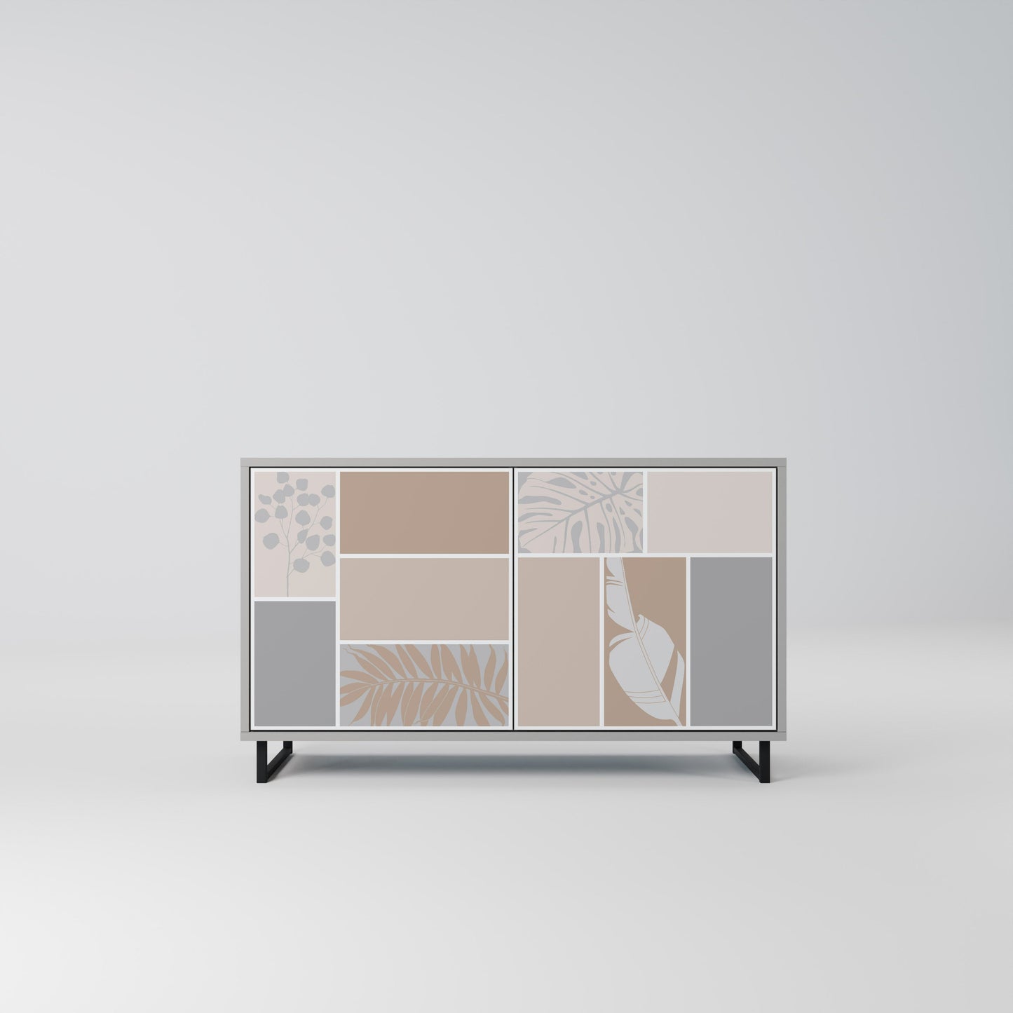 Credenza a 2 ante TROPICAL SHAPES in finitura grigia