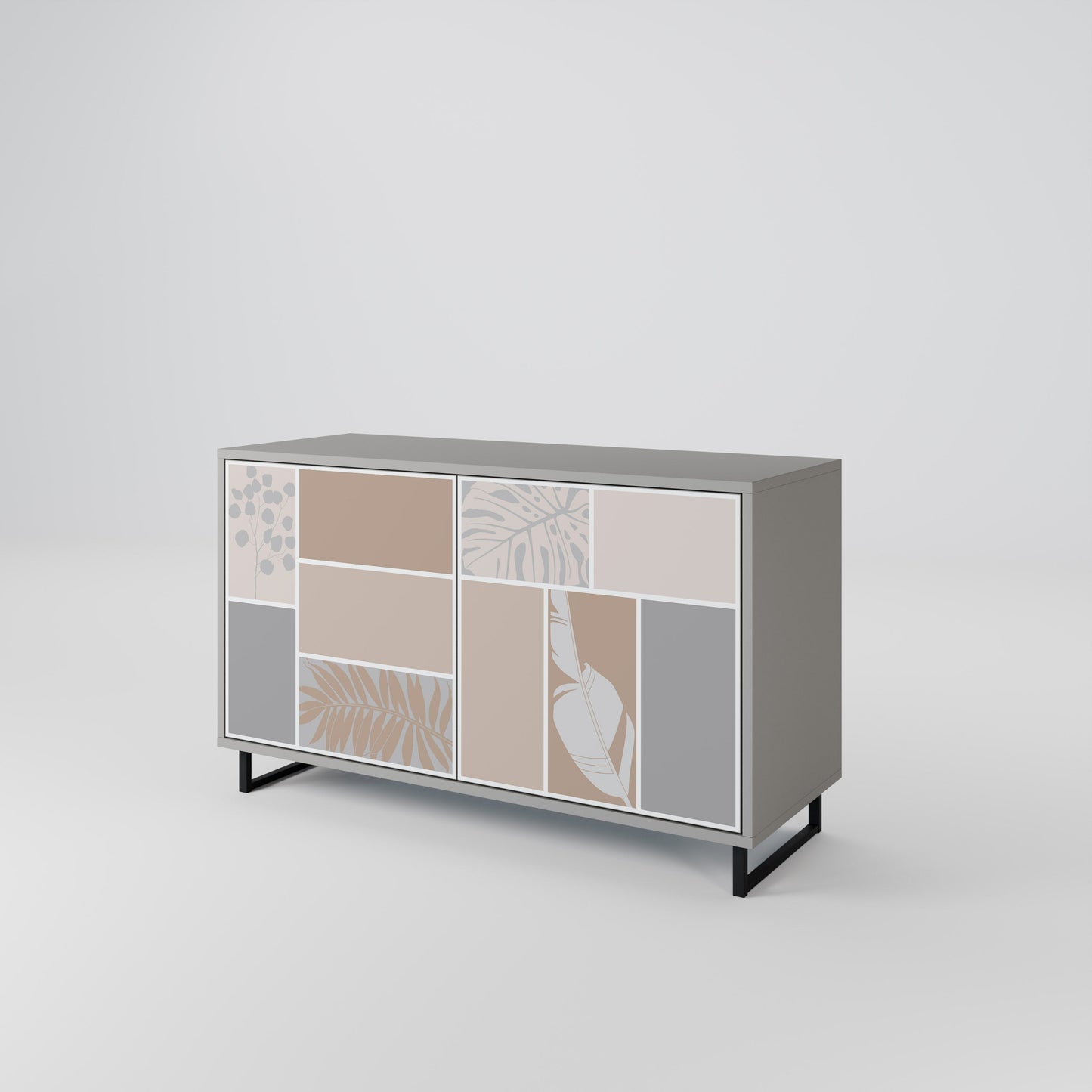 Credenza a 2 ante TROPICAL SHAPES in finitura grigia