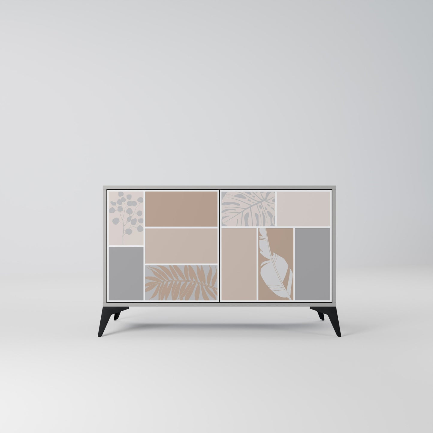Credenza a 2 ante TROPICAL SHAPES in finitura grigia