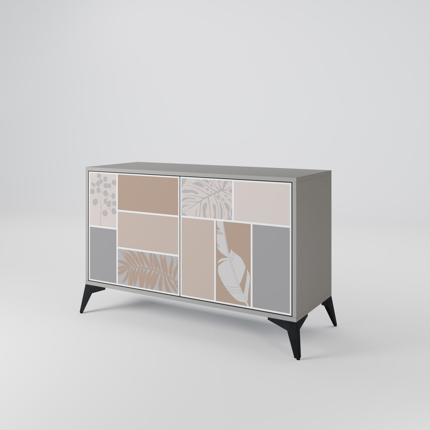 Credenza a 2 ante TROPICAL SHAPES in finitura grigia