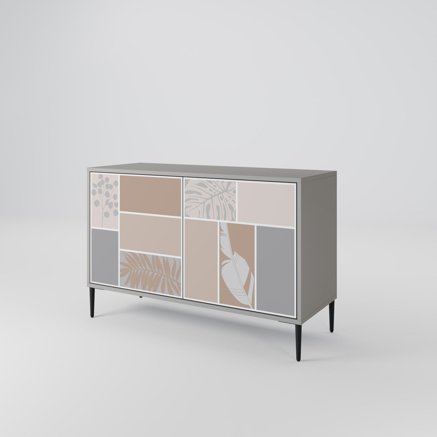 Credenza a 2 ante TROPICAL SHAPES in finitura grigia