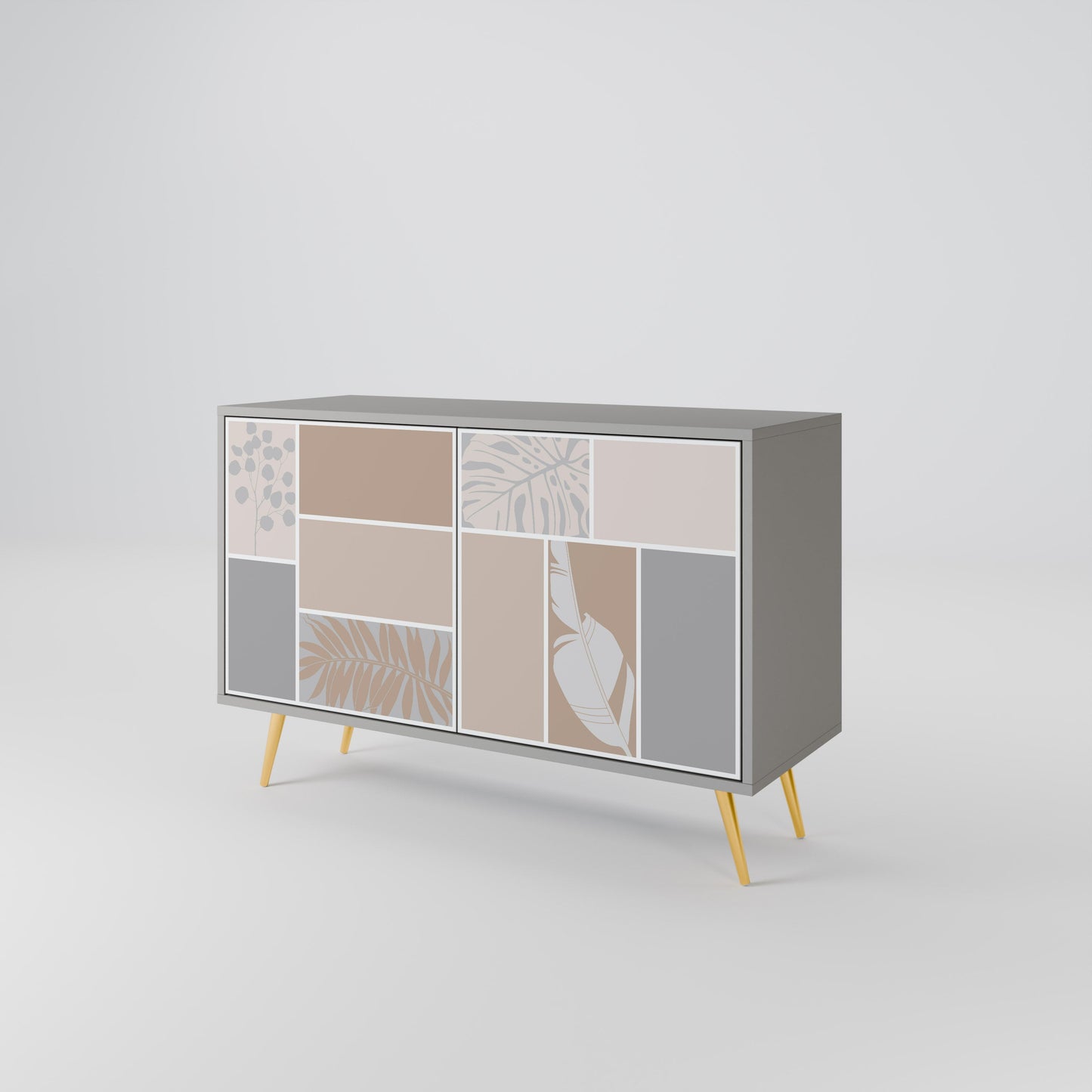 Credenza a 2 ante TROPICAL SHAPES in finitura grigia