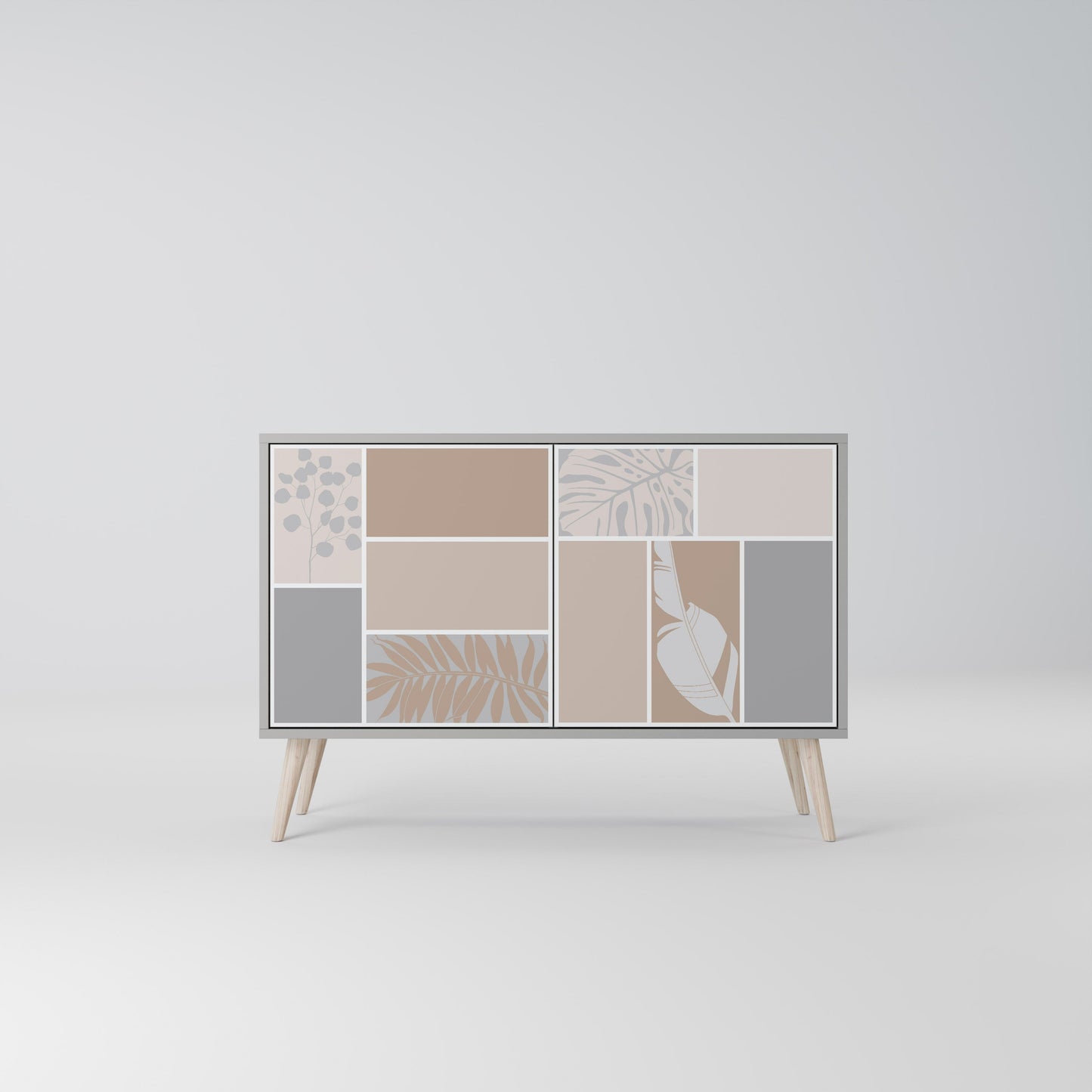 Credenza a 2 ante TROPICAL SHAPES in finitura grigia