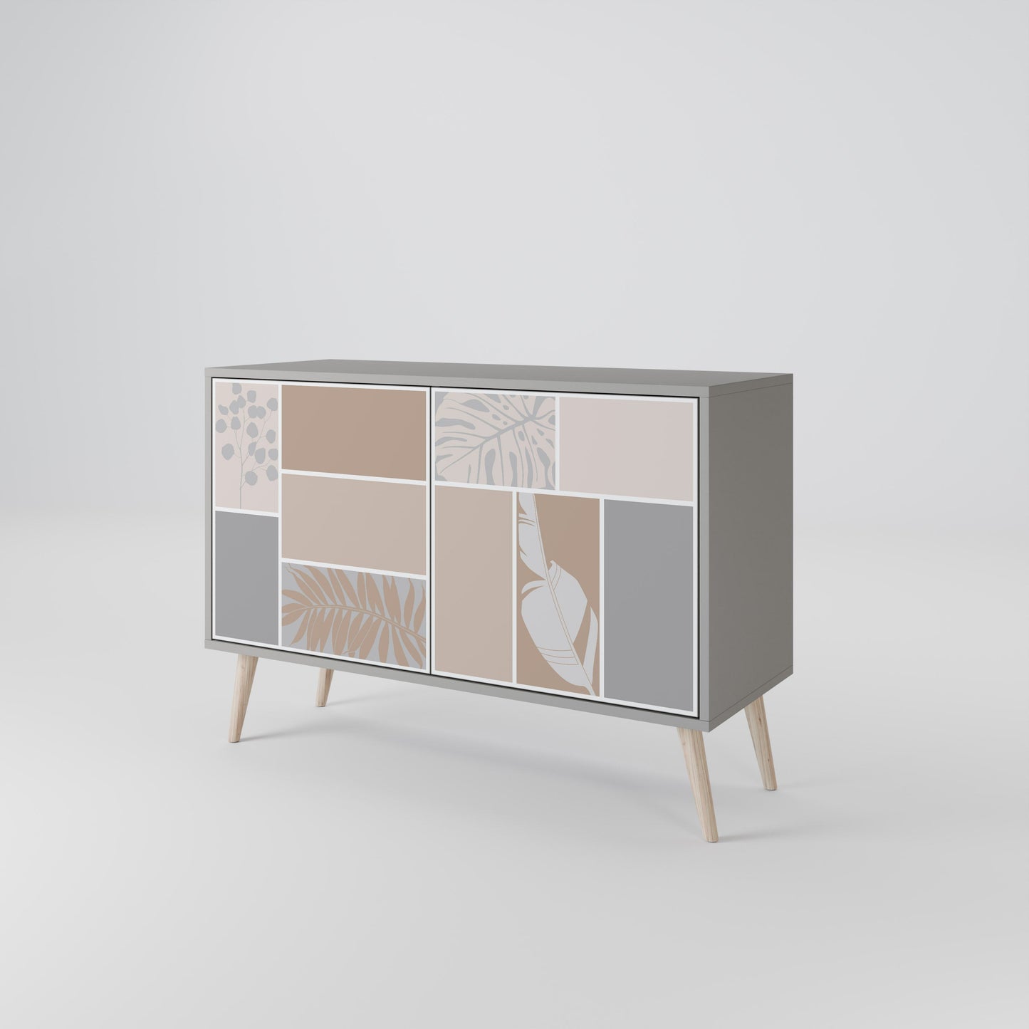 Credenza a 2 ante TROPICAL SHAPES in finitura grigia