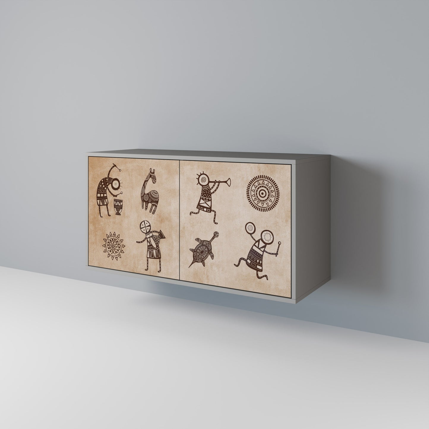 AFRICAN STYLE 2-Door Sideboard in Grey Finish