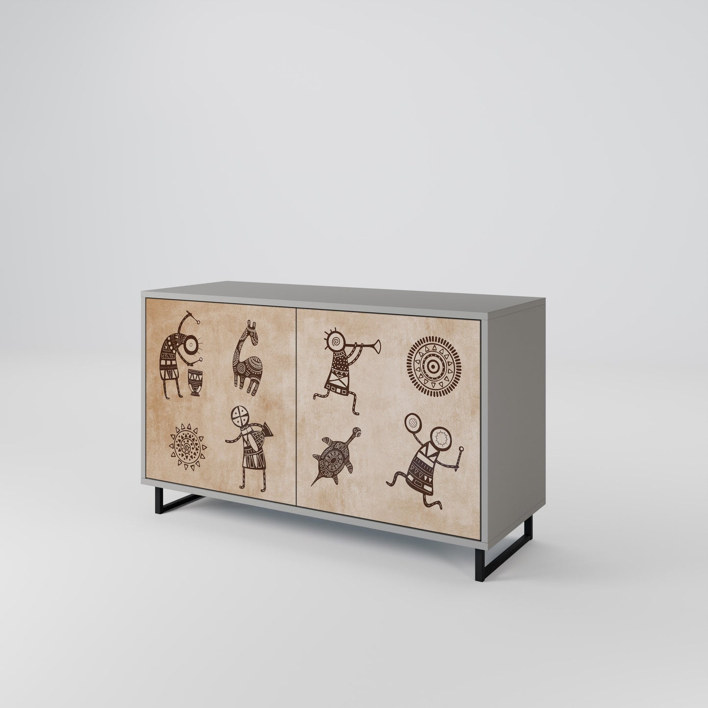 AFRICAN STYLE 2-Door Sideboard in Grey Finish