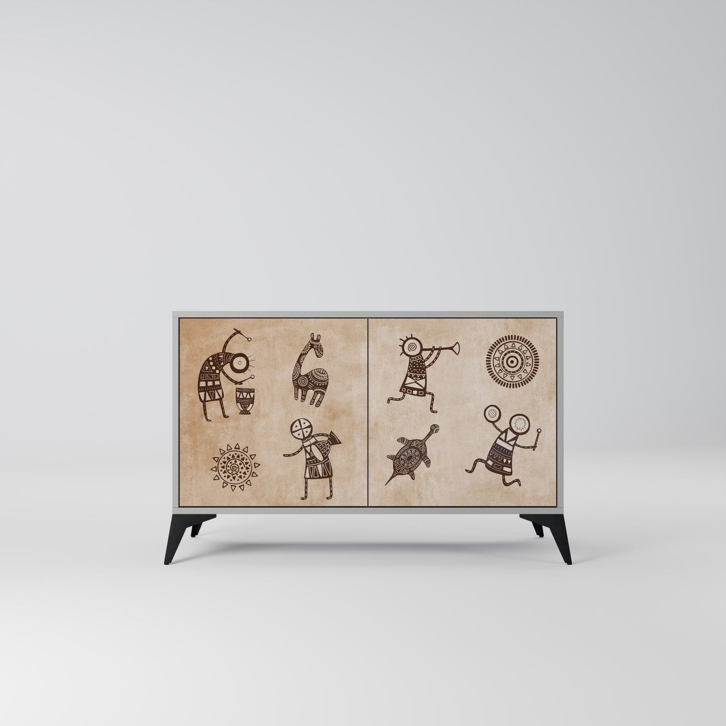 AFRICAN STYLE 2-Door Sideboard in Grey Finish