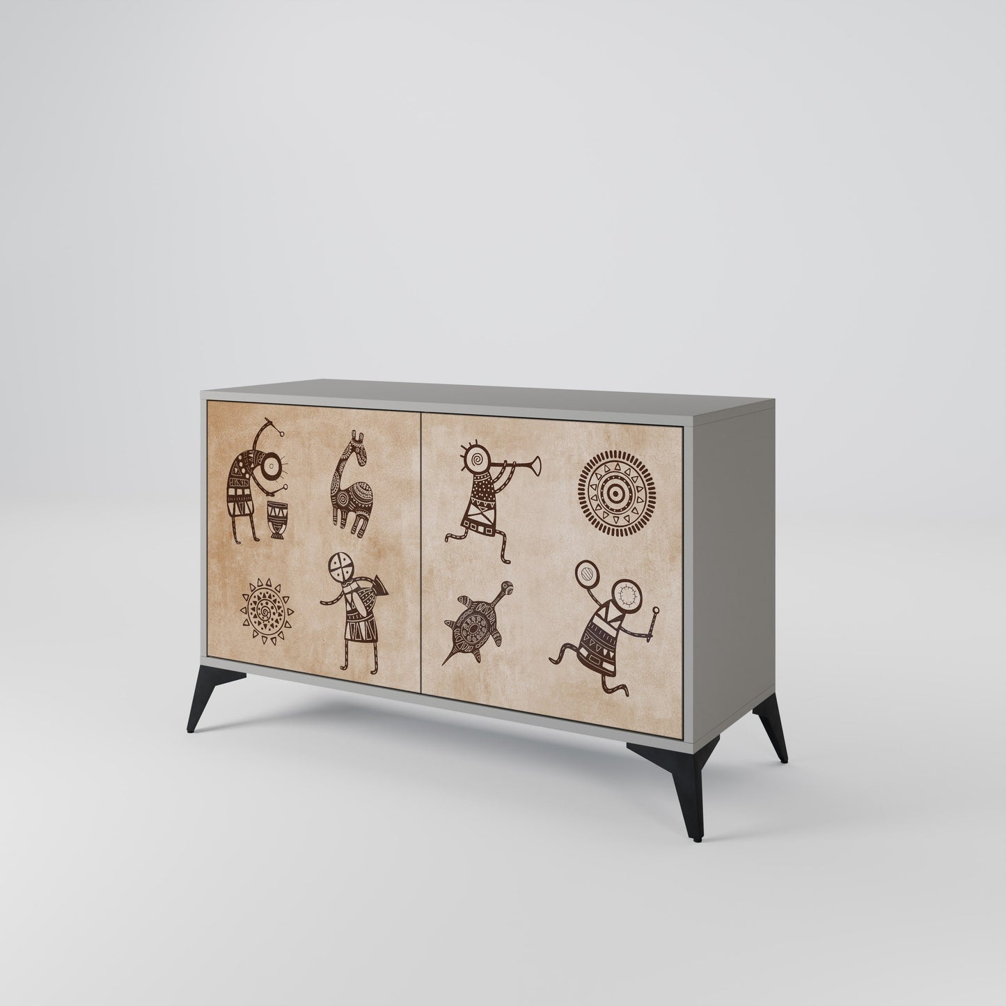 AFRICAN STYLE 2-Door Sideboard in Grey Finish