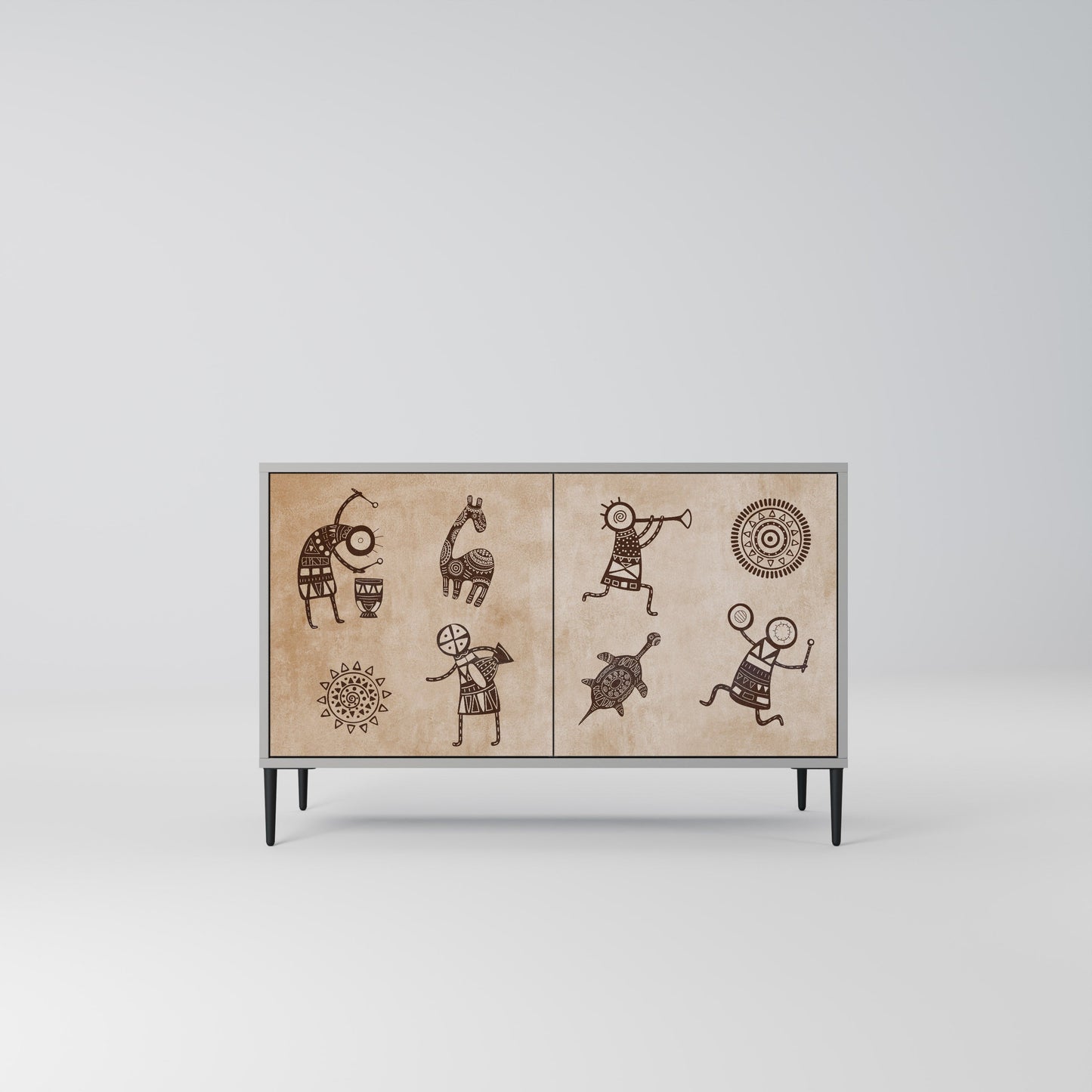 AFRICAN STYLE 2-Door Sideboard in Grey Finish
