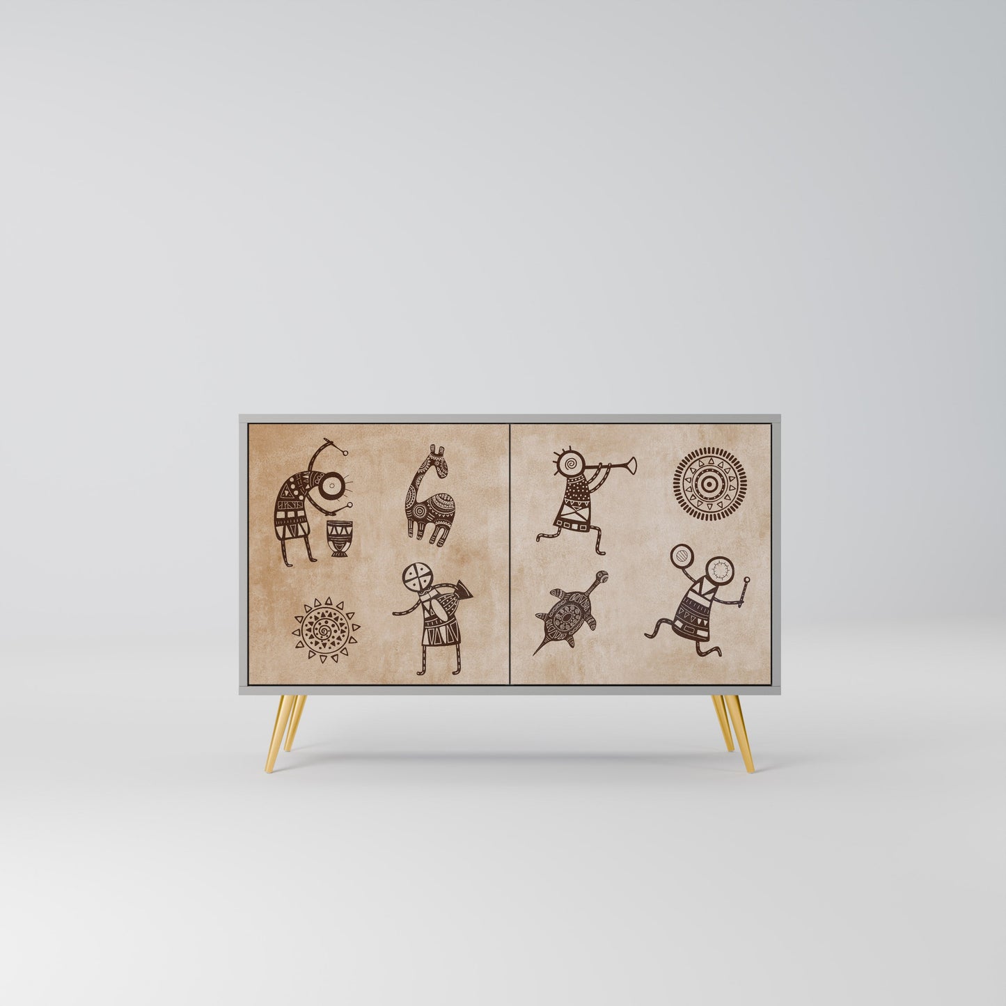AFRICAN STYLE 2-Door Sideboard in Grey Finish