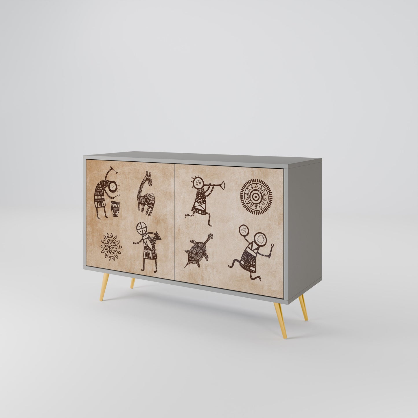 AFRICAN STYLE 2-Door Sideboard in Grey Finish