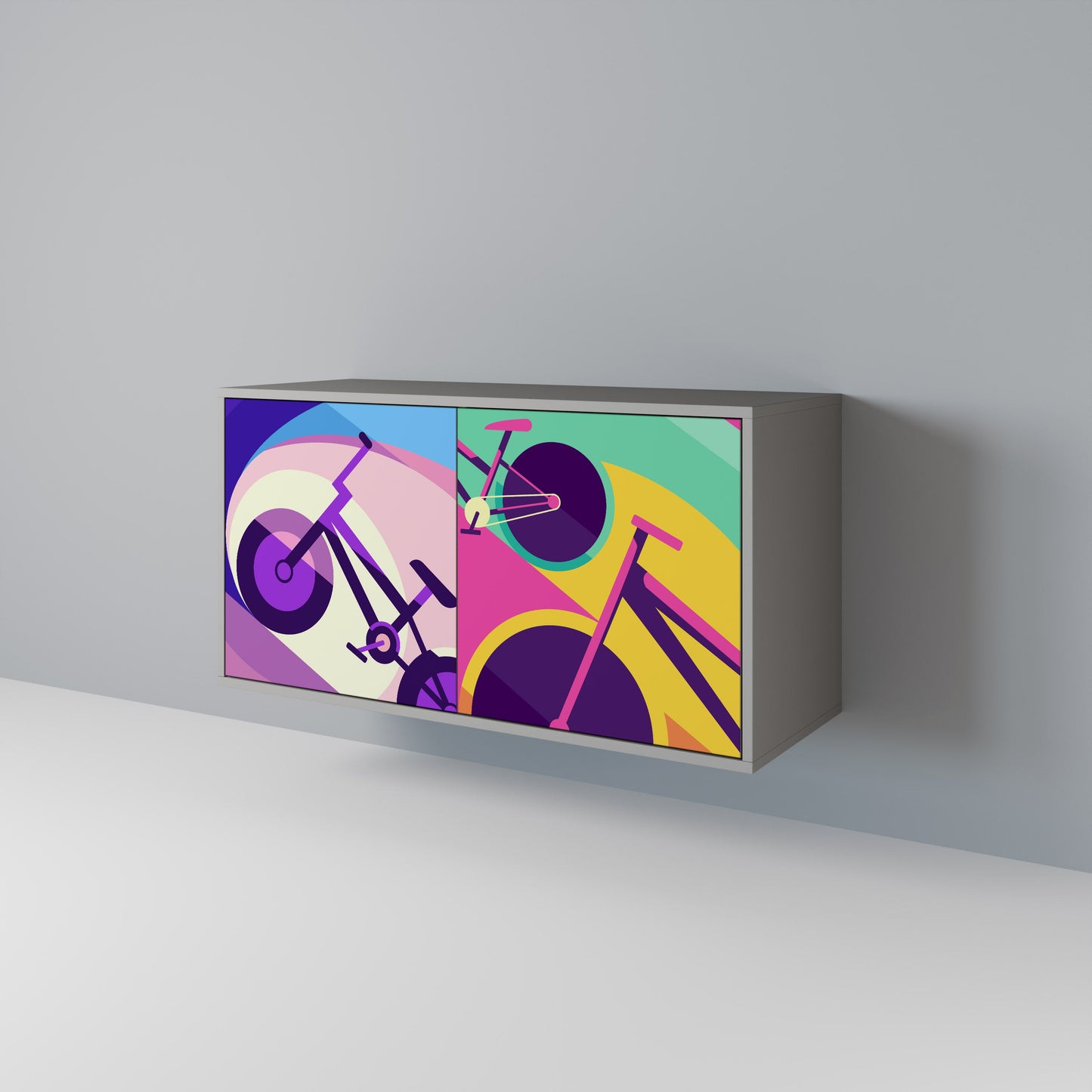 Credenza a 2 ante BIKE DREAMS in finitura grigia