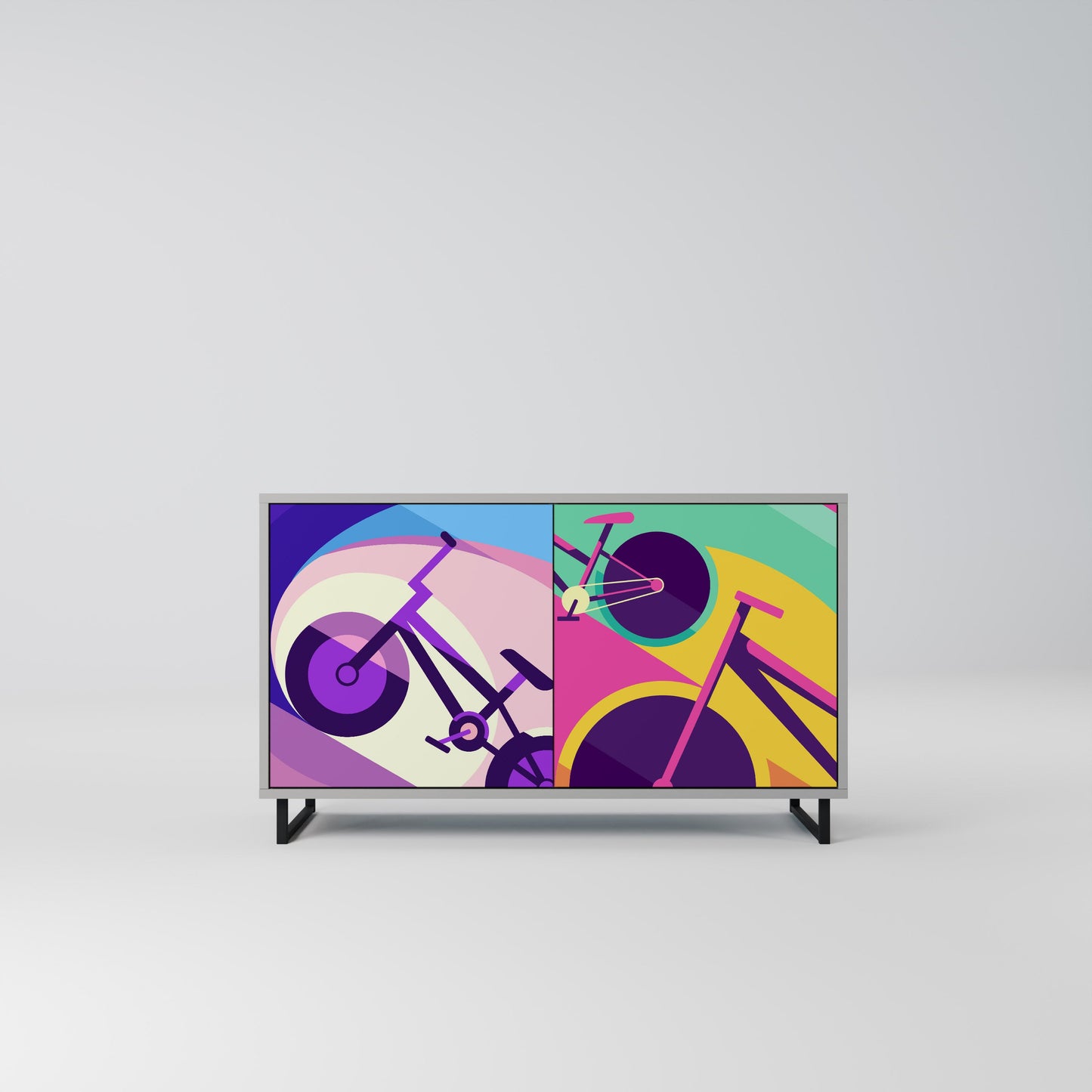 Credenza a 2 ante BIKE DREAMS in finitura grigia