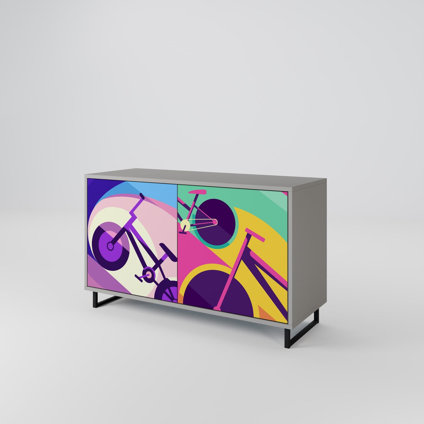 Credenza a 2 ante BIKE DREAMS in finitura grigia