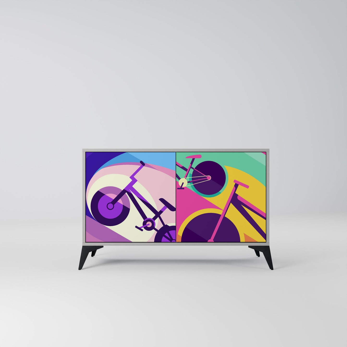 Credenza a 2 ante BIKE DREAMS in finitura grigia