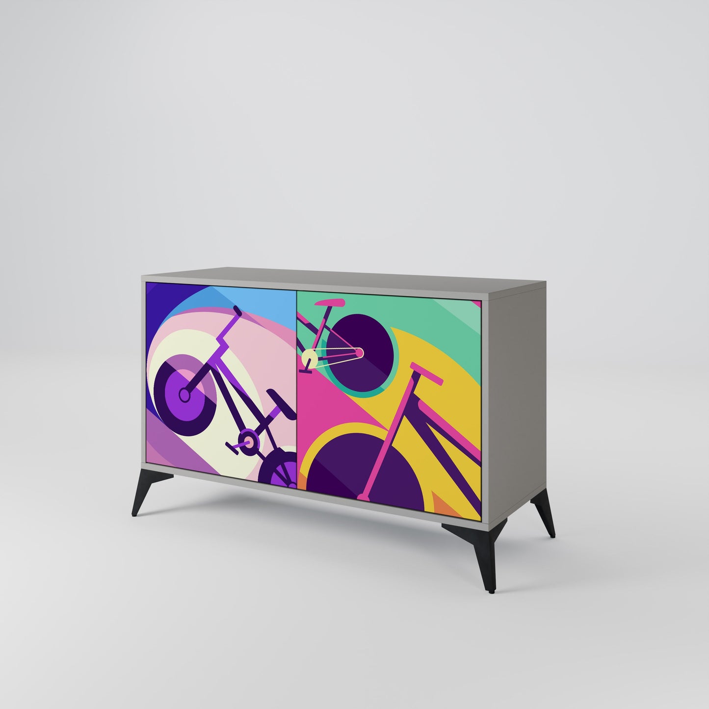 Credenza a 2 ante BIKE DREAMS in finitura grigia
