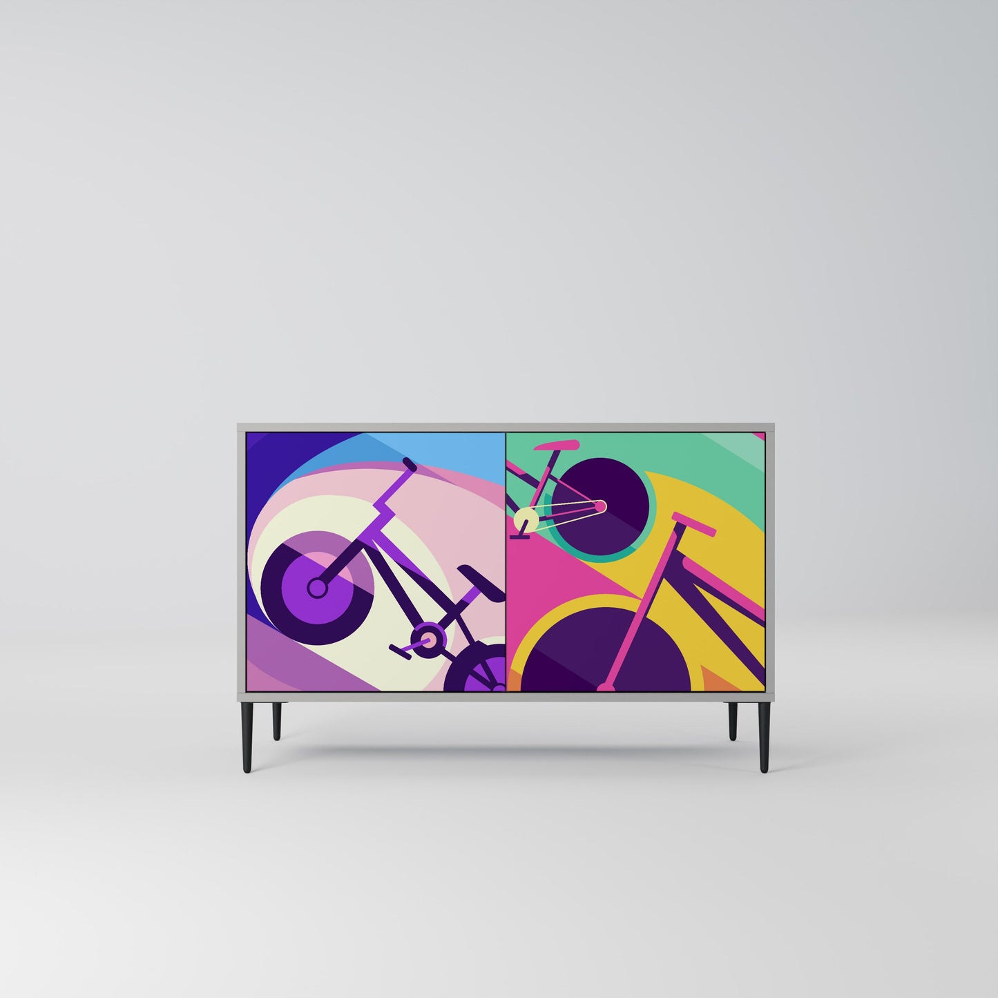 Credenza a 2 ante BIKE DREAMS in finitura grigia
