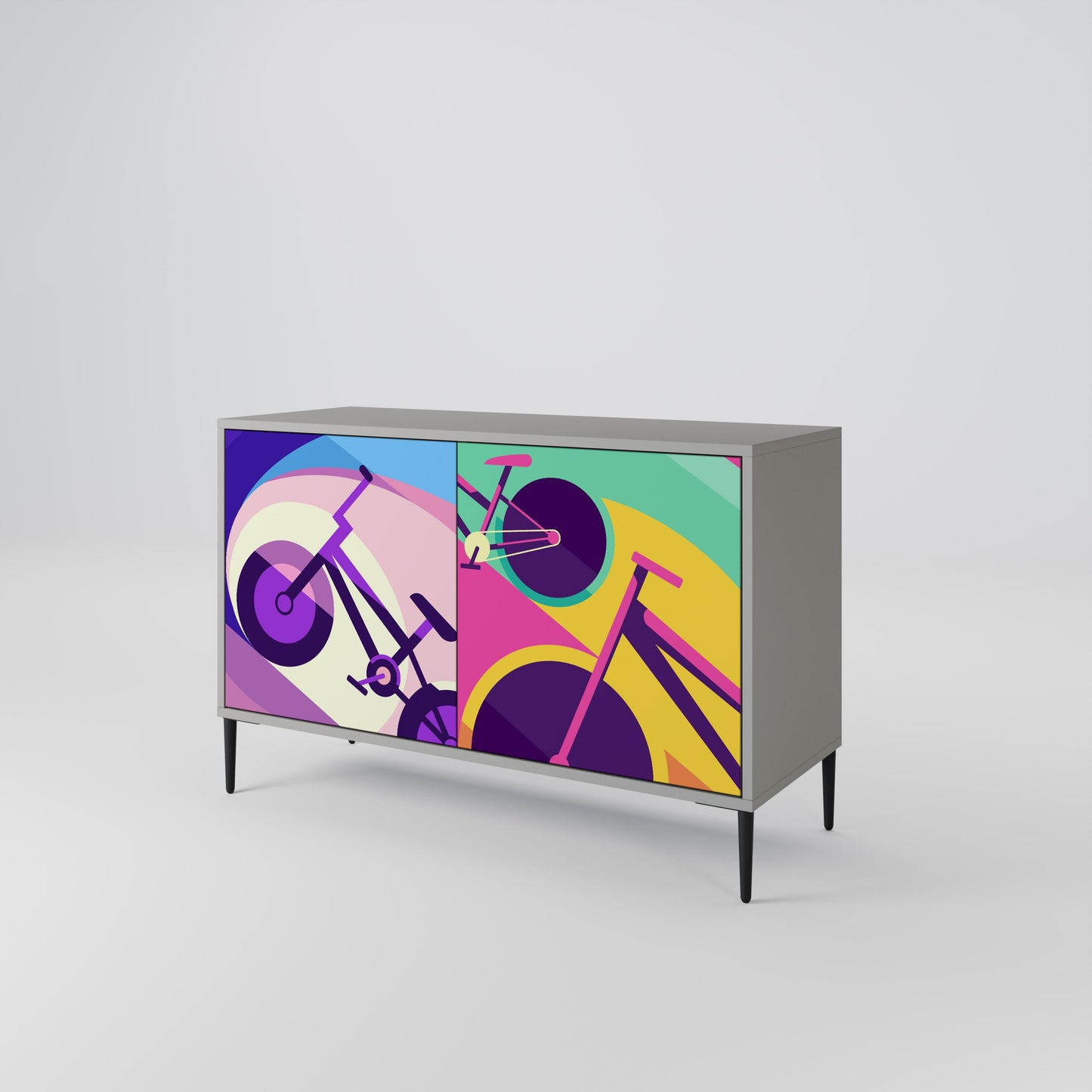 Credenza a 2 ante BIKE DREAMS in finitura grigia