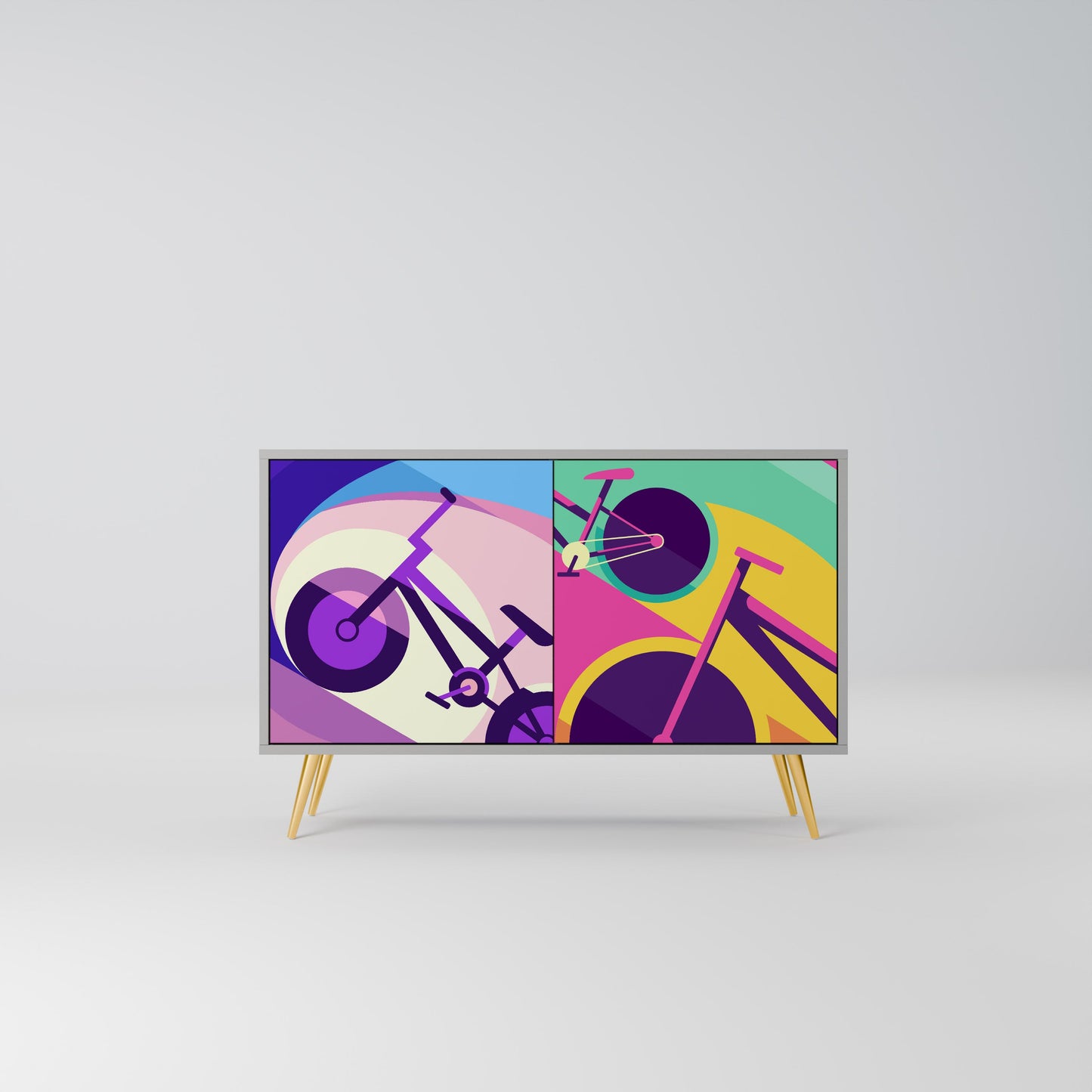 Credenza a 2 ante BIKE DREAMS in finitura grigia