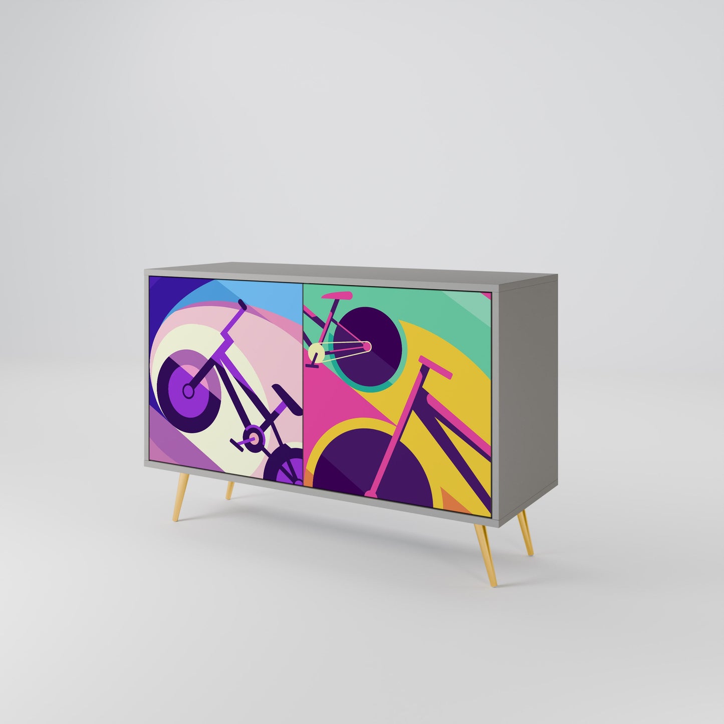 Credenza a 2 ante BIKE DREAMS in finitura grigia