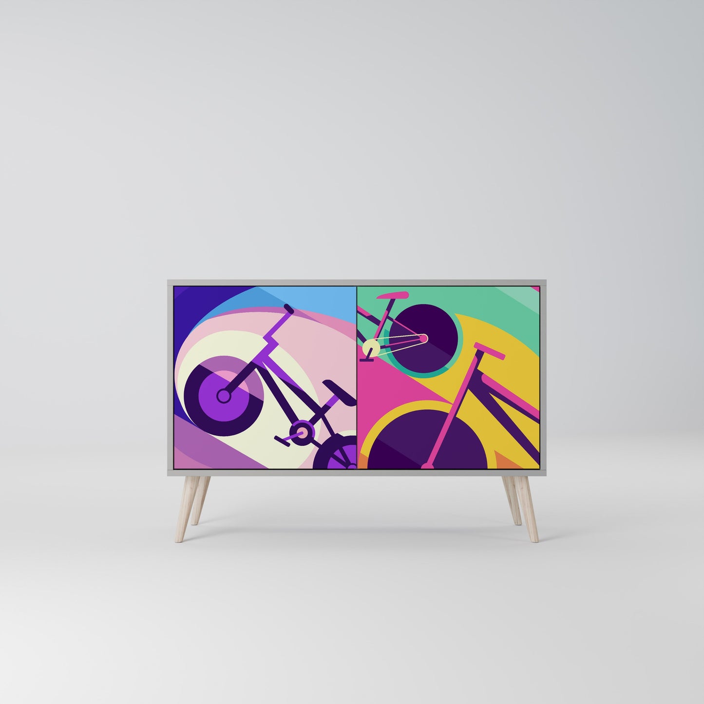 Credenza a 2 ante BIKE DREAMS in finitura grigia