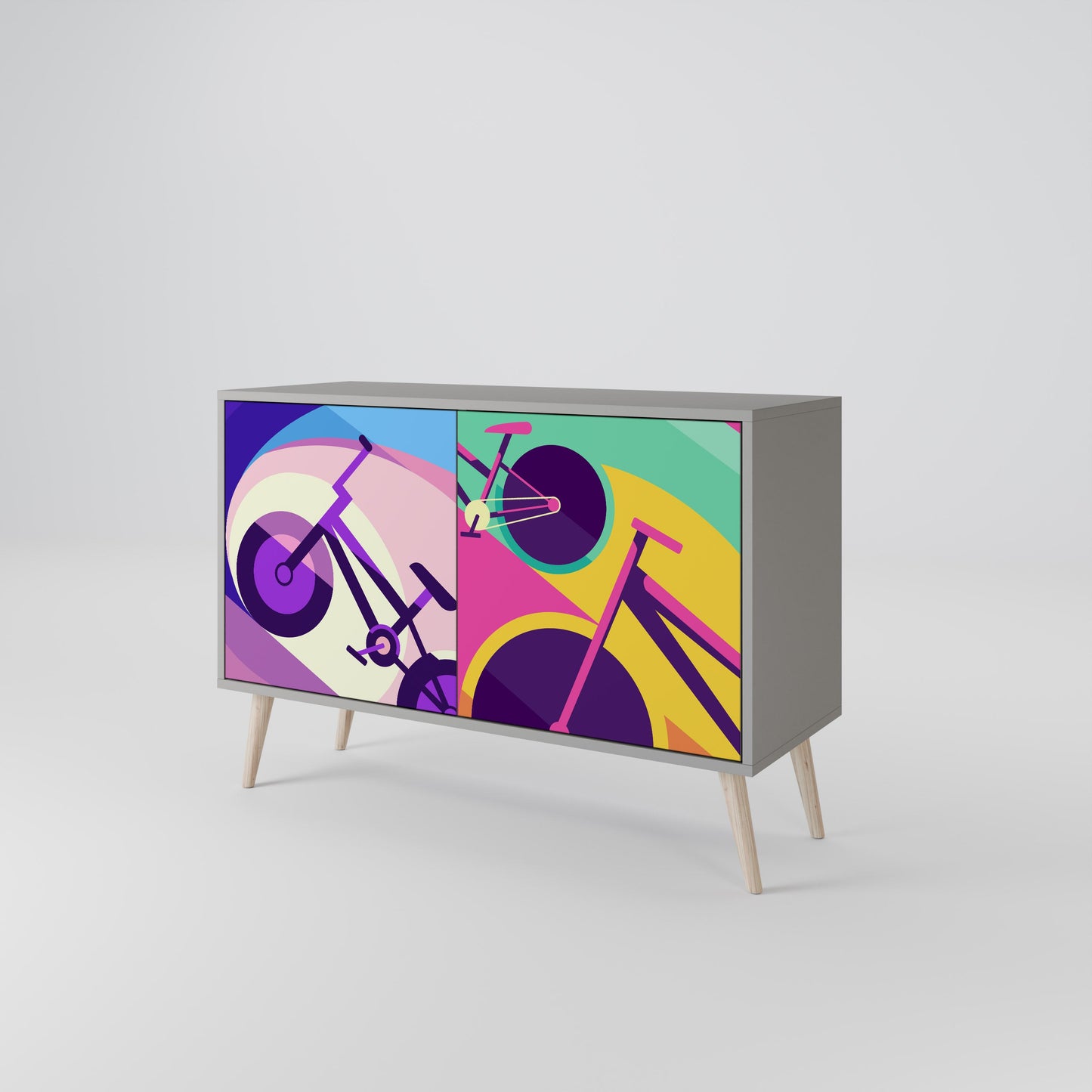 Credenza a 2 ante BIKE DREAMS in finitura grigia