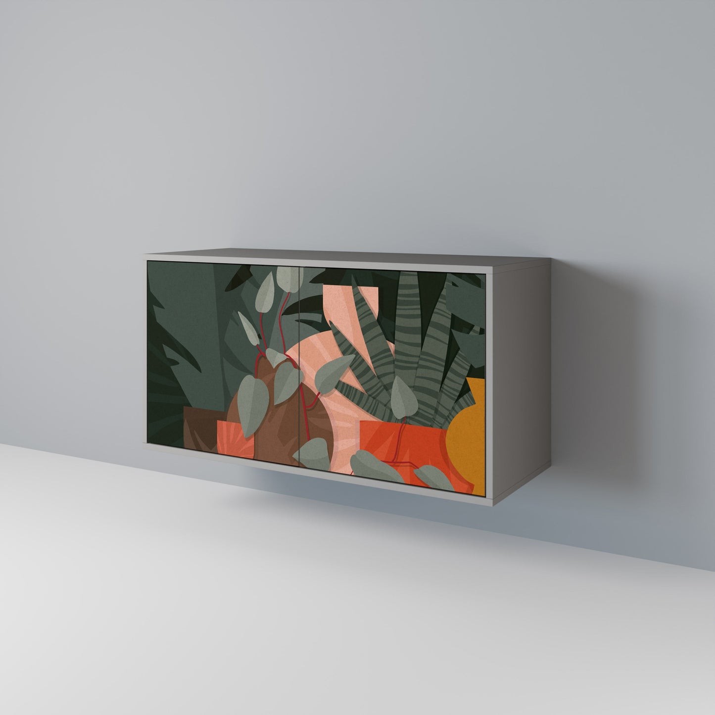 Credenza a 2 ante TROPICAL COMPOSITION in finitura grigia
