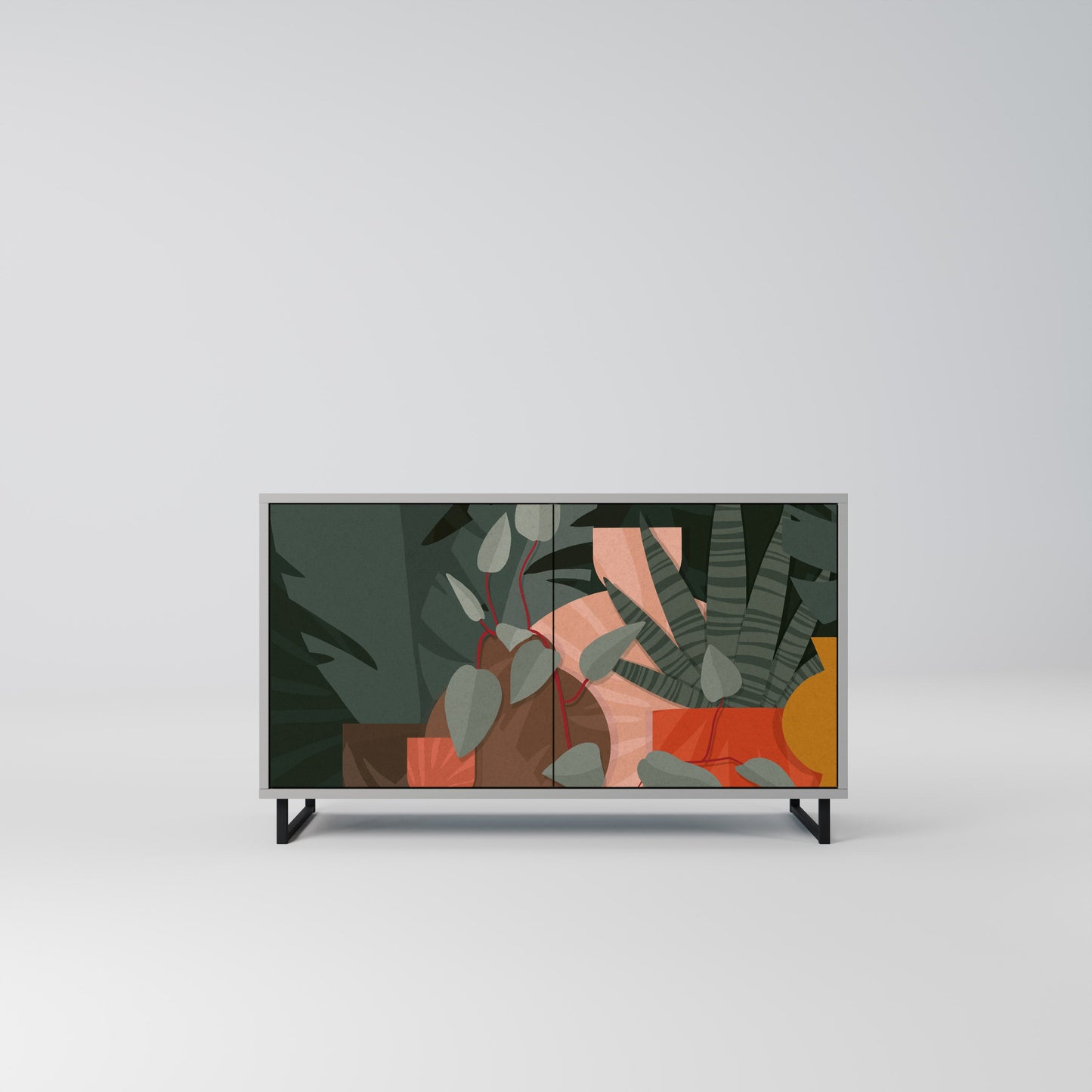 Credenza a 2 ante TROPICAL COMPOSITION in finitura grigia