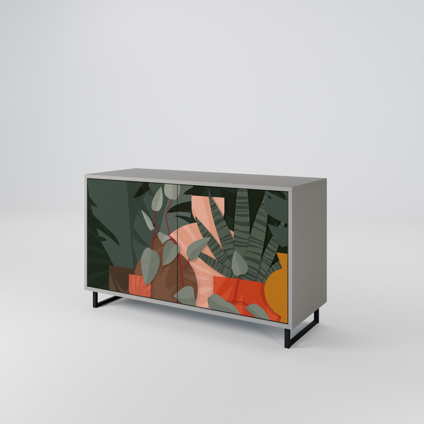 Credenza a 2 ante TROPICAL COMPOSITION in finitura grigia
