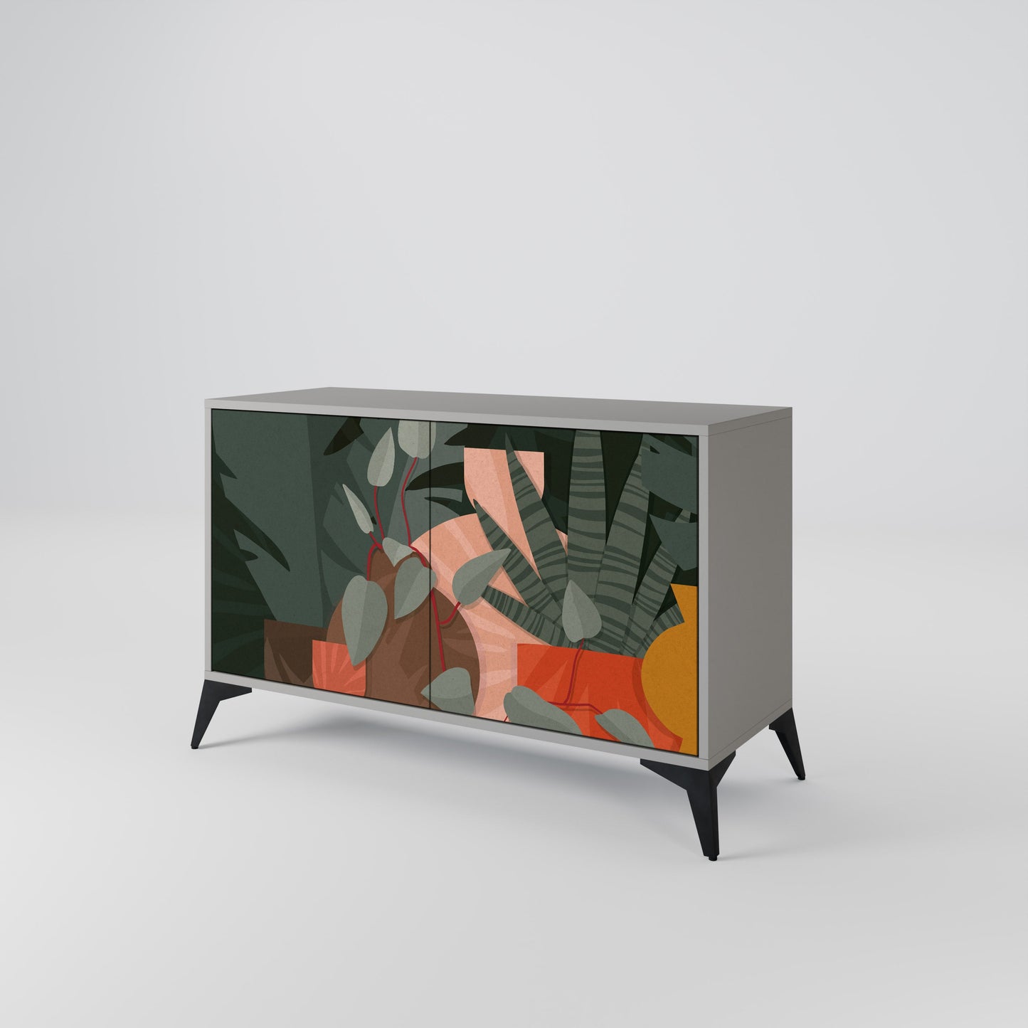 Credenza a 2 ante TROPICAL COMPOSITION in finitura grigia