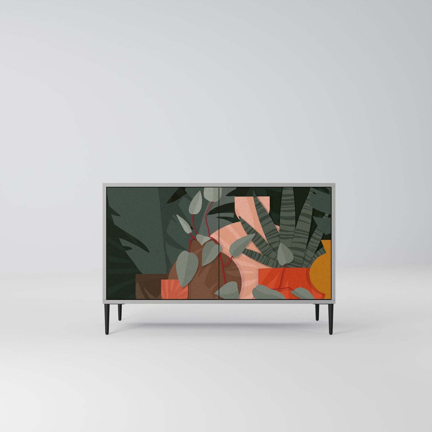 Credenza a 2 ante TROPICAL COMPOSITION in finitura grigia