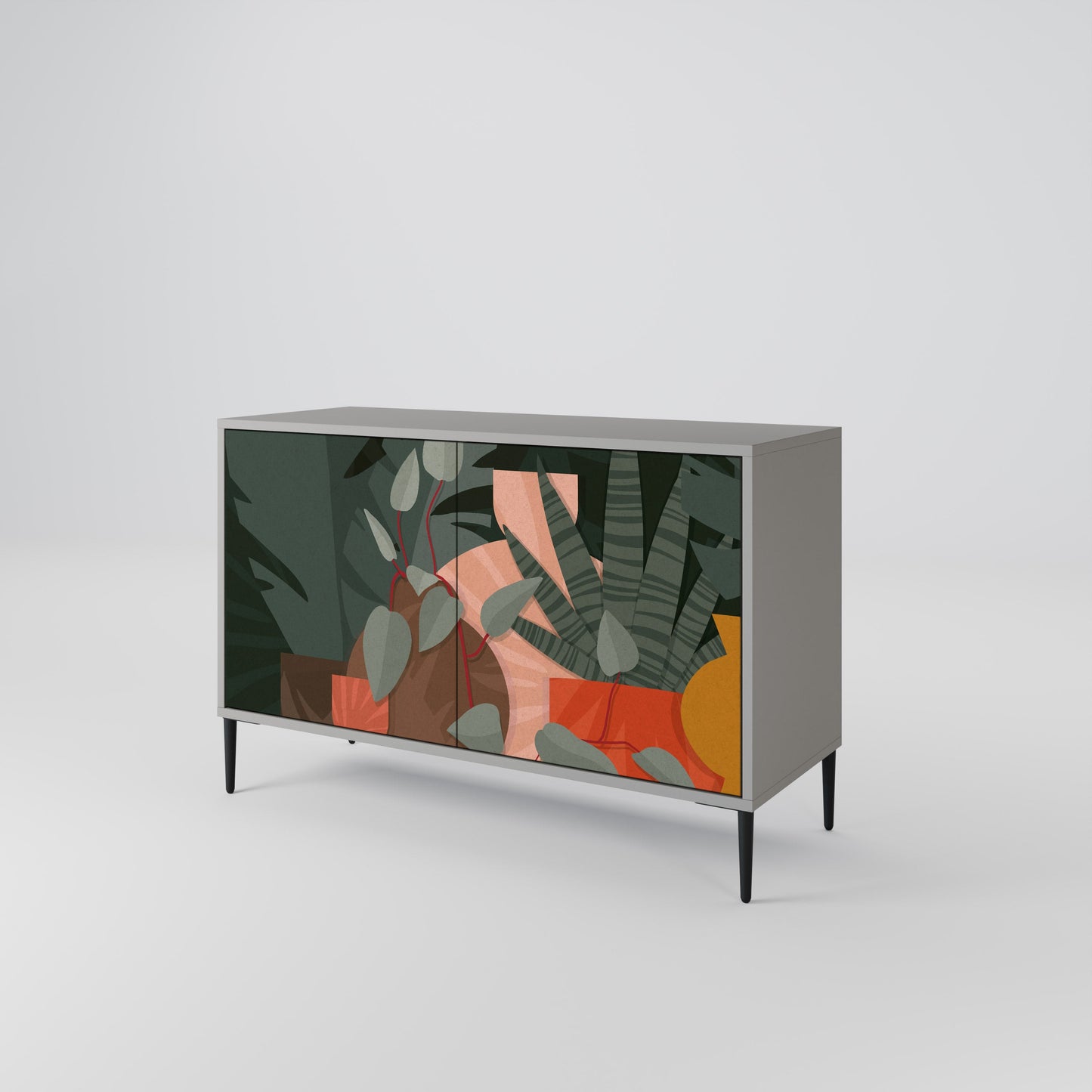 Credenza a 2 ante TROPICAL COMPOSITION in finitura grigia