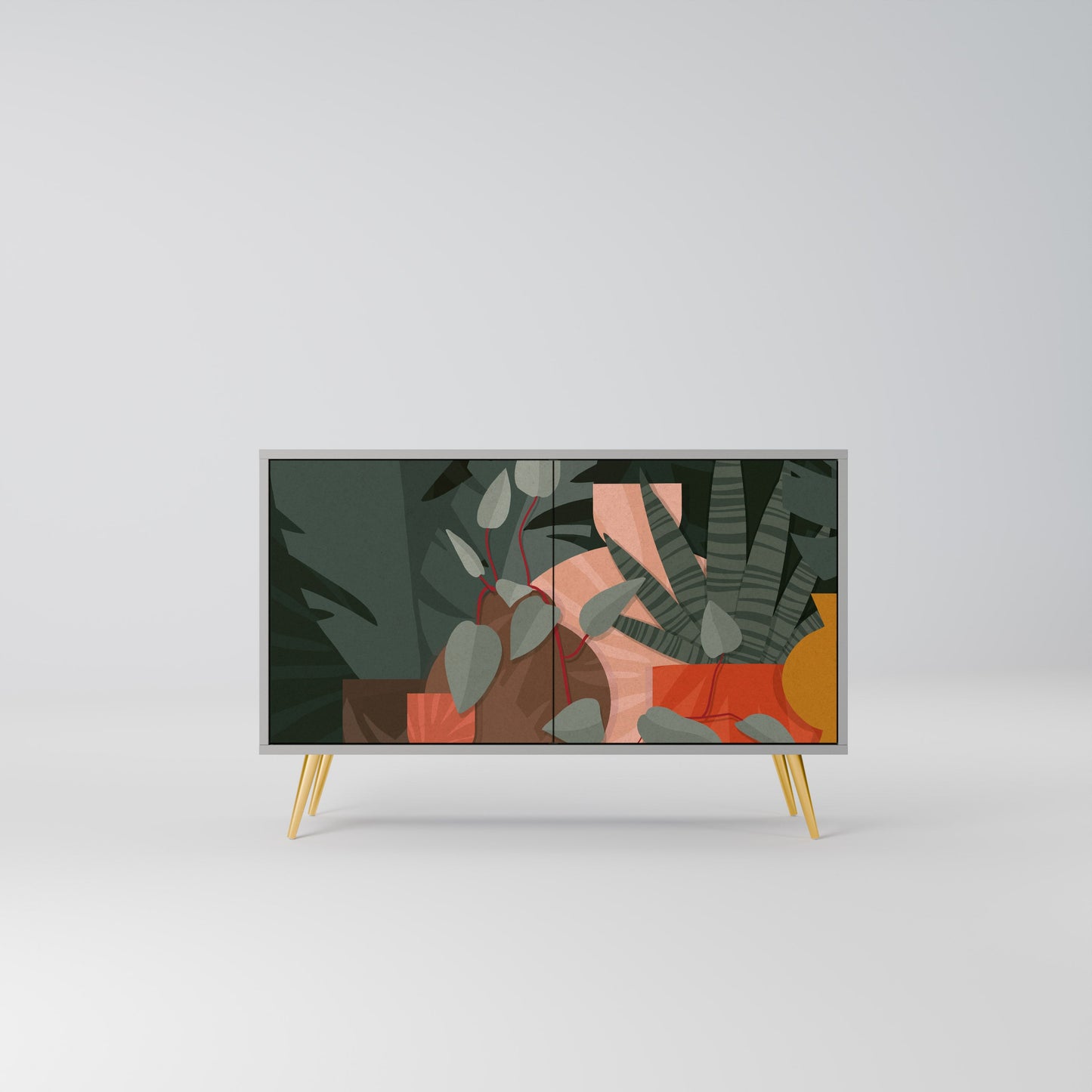 Credenza a 2 ante TROPICAL COMPOSITION in finitura grigia