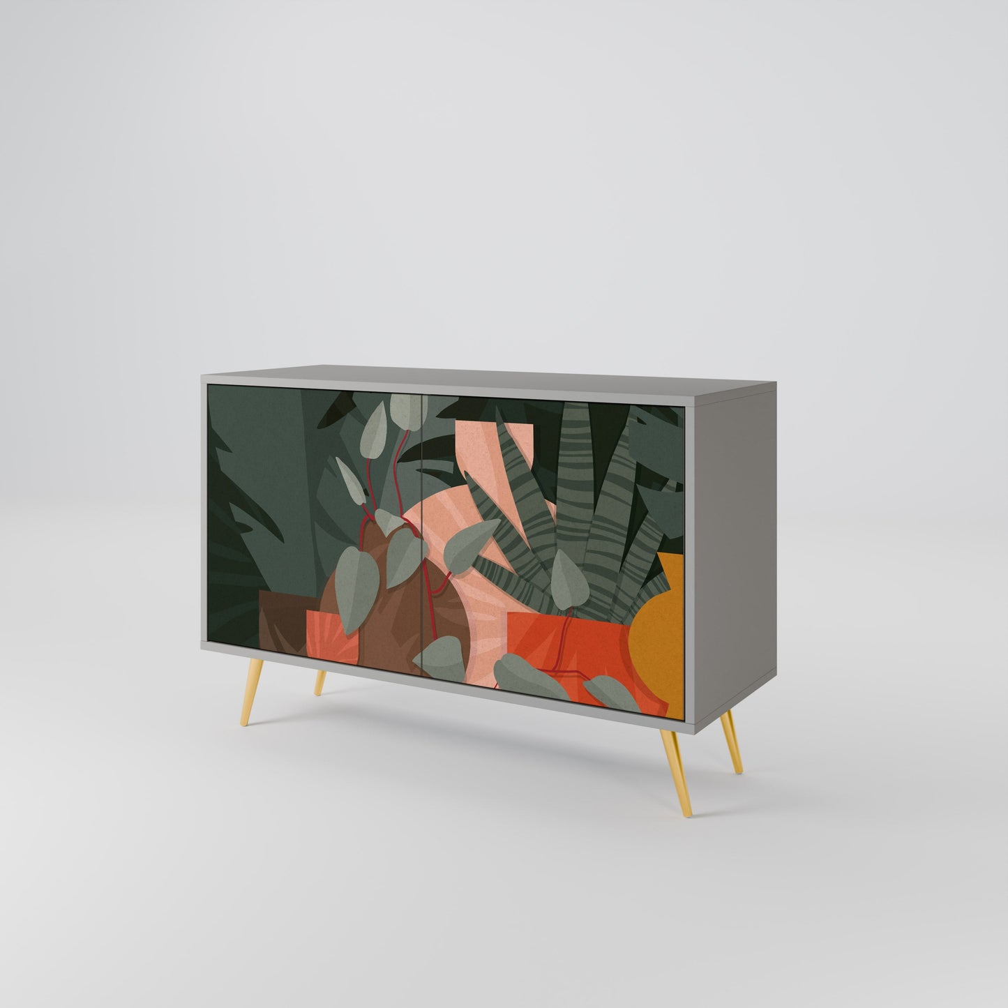 Credenza a 2 ante TROPICAL COMPOSITION in finitura grigia