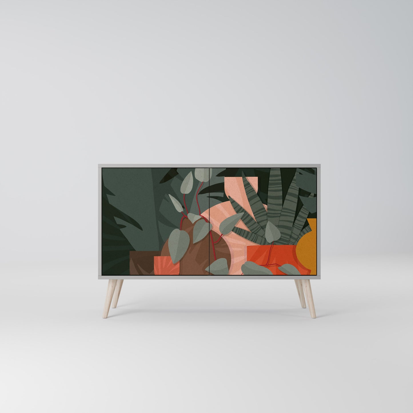 Credenza a 2 ante TROPICAL COMPOSITION in finitura grigia