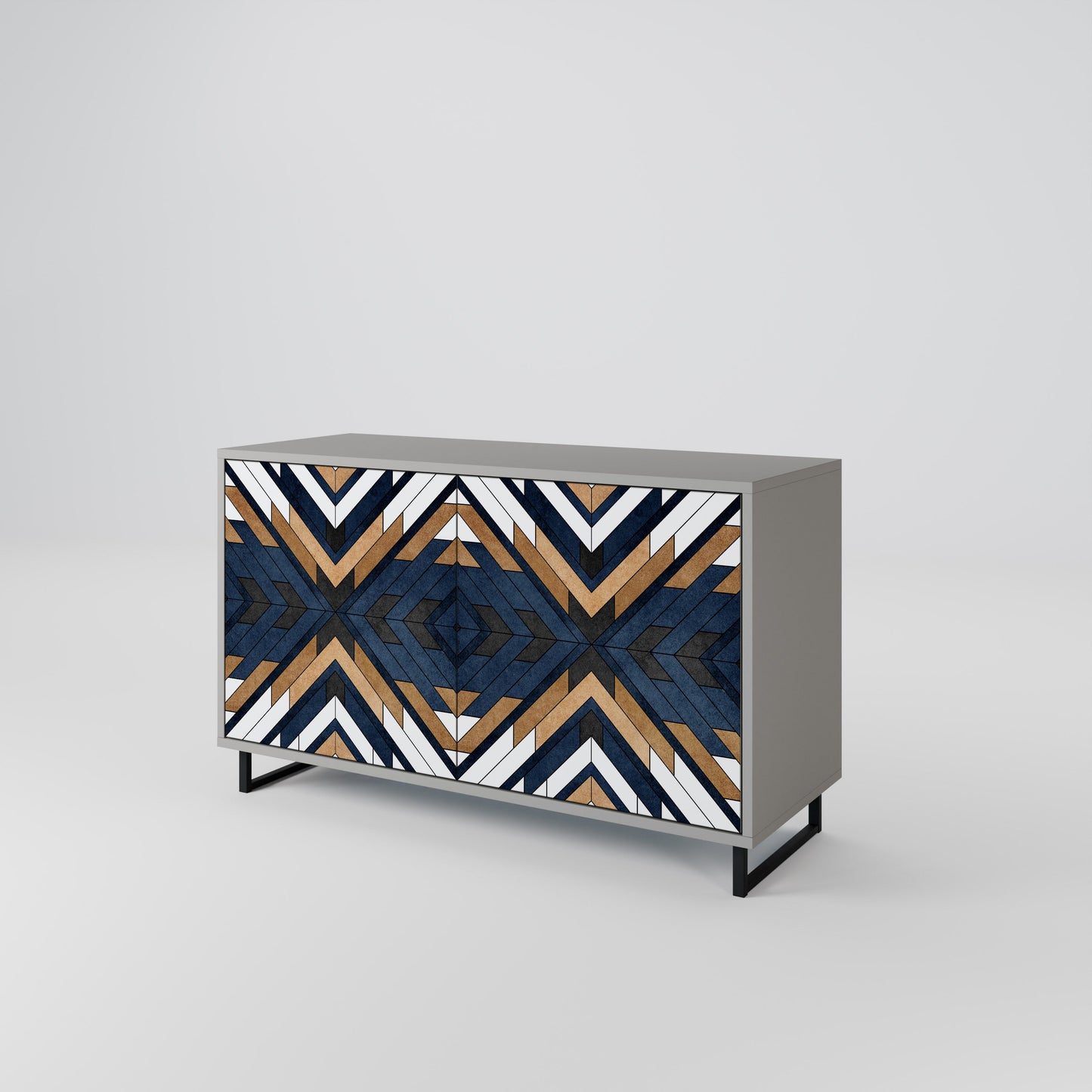 Credenza a 2 ante ARTFUL GEOMETRY in finitura grigia