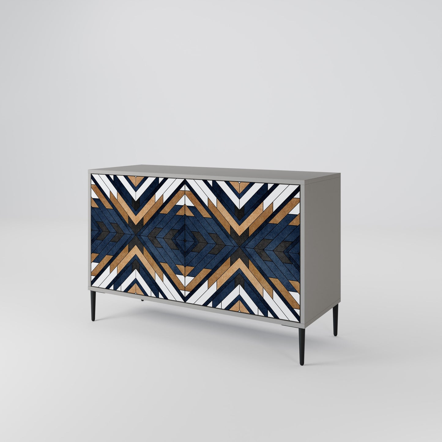 Credenza a 2 ante ARTFUL GEOMETRY in finitura grigia