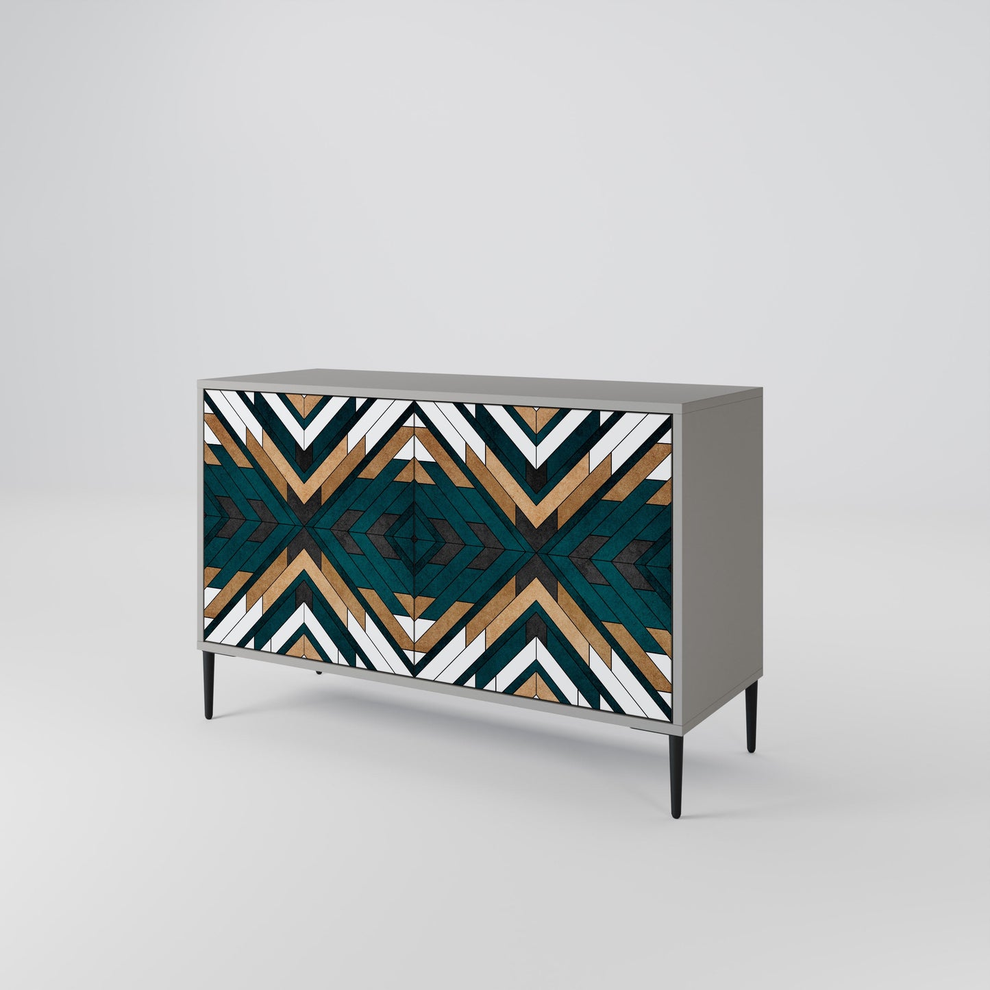 Credenza a 2 ante ARTISTIC GEOMETRY in finitura grigia