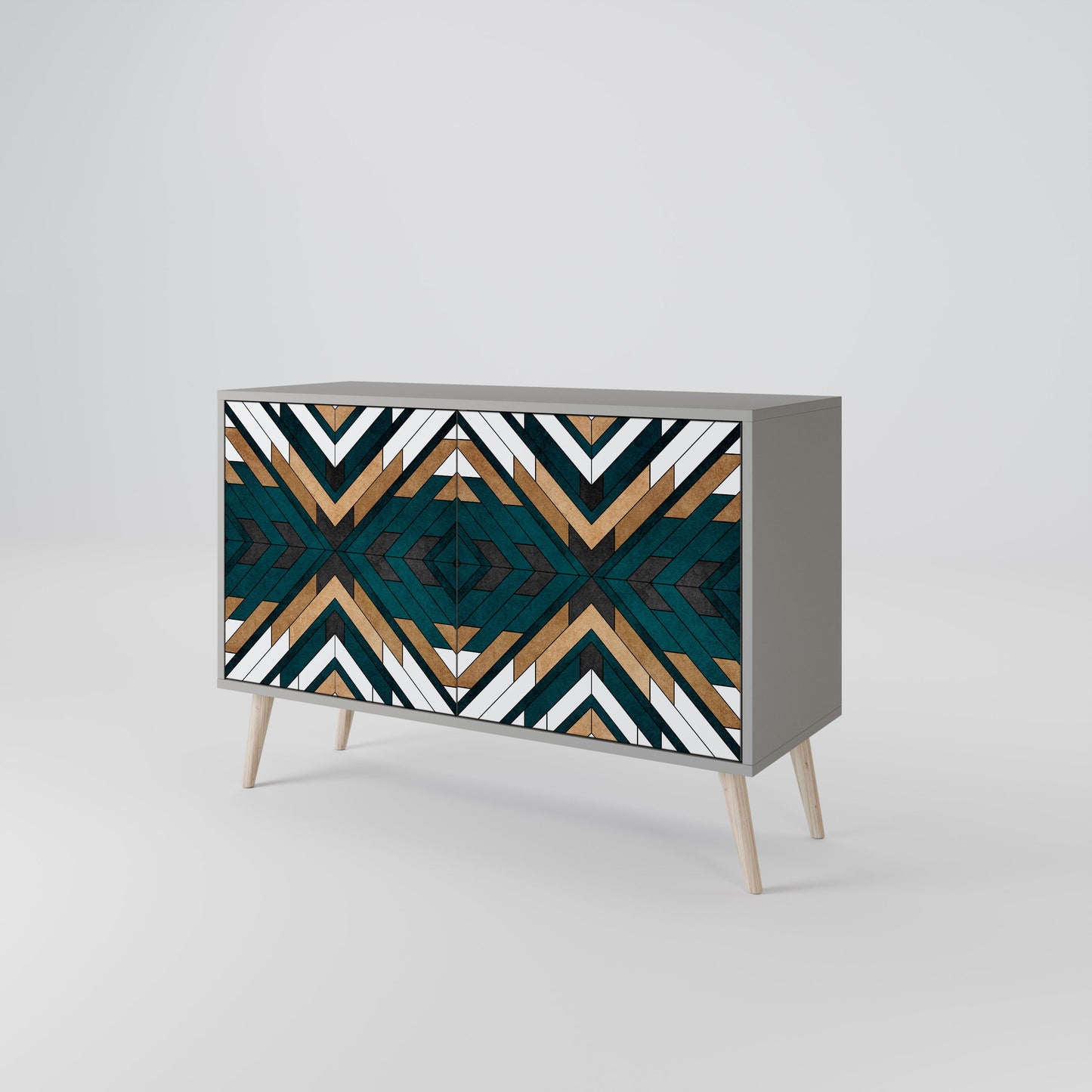Credenza a 2 ante ARTISTIC GEOMETRY in finitura grigia