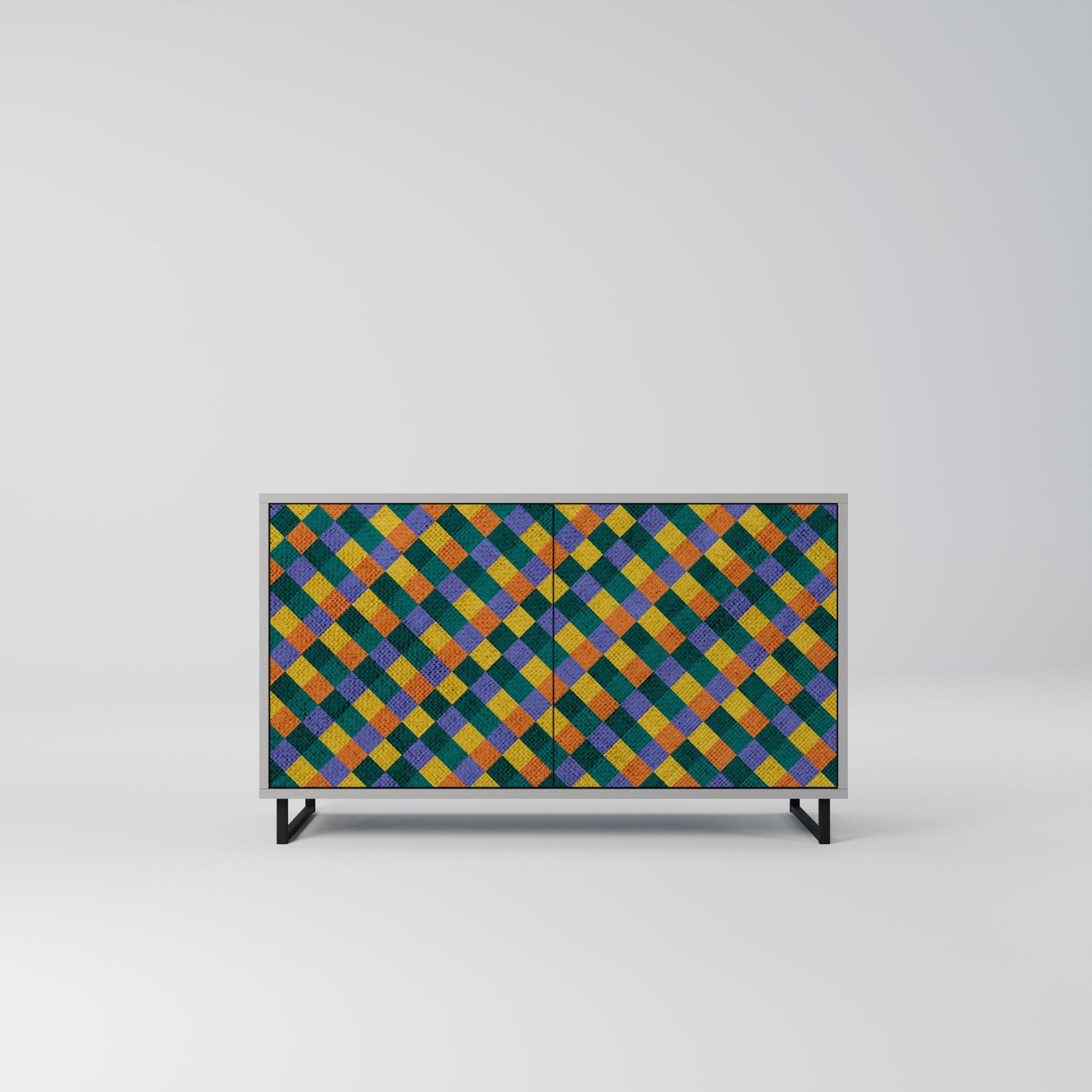 PAINTED SQUARES MIX 2-Door Sideboard in Grey Finish