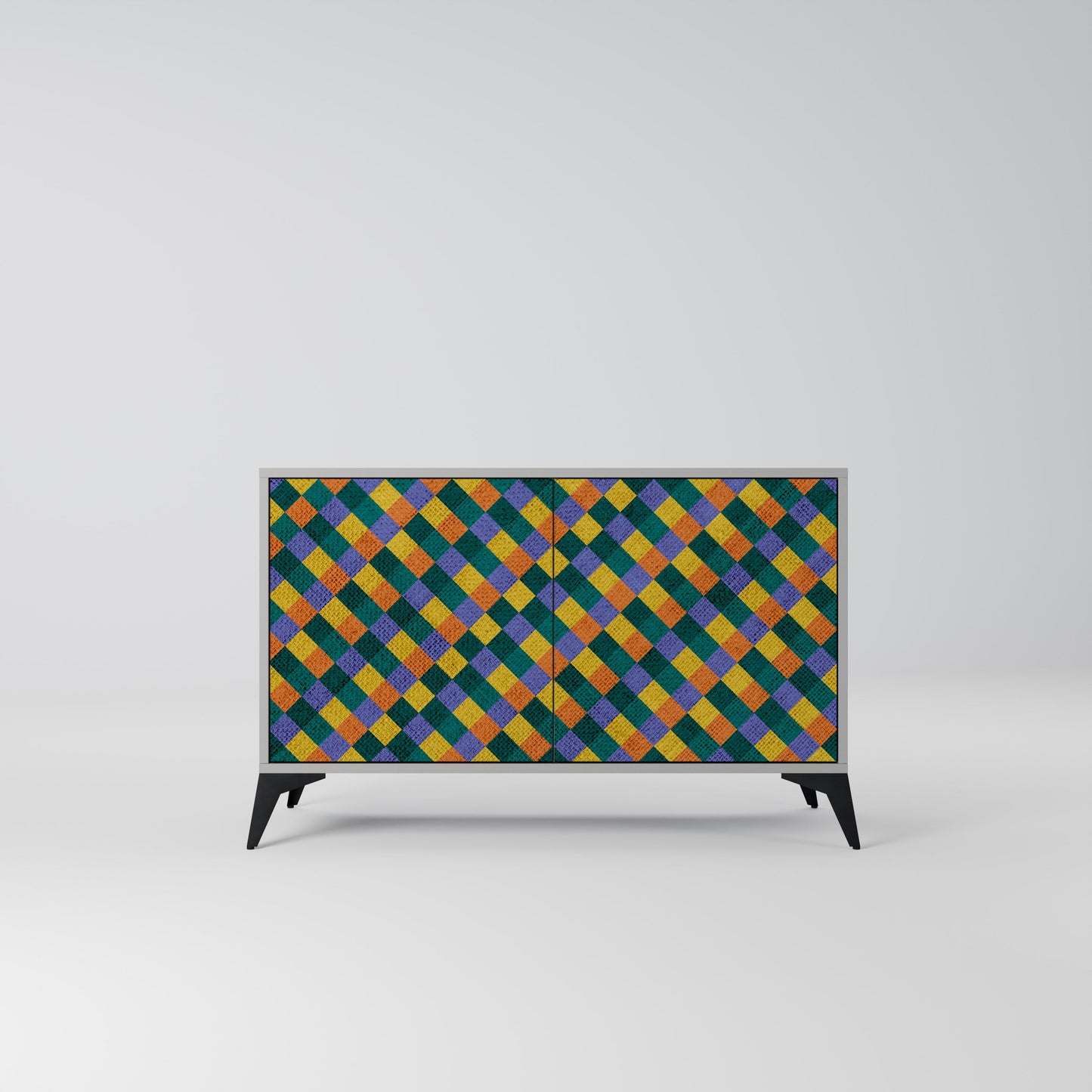 PAINTED SQUARES MIX 2-Door Sideboard in Grey Finish