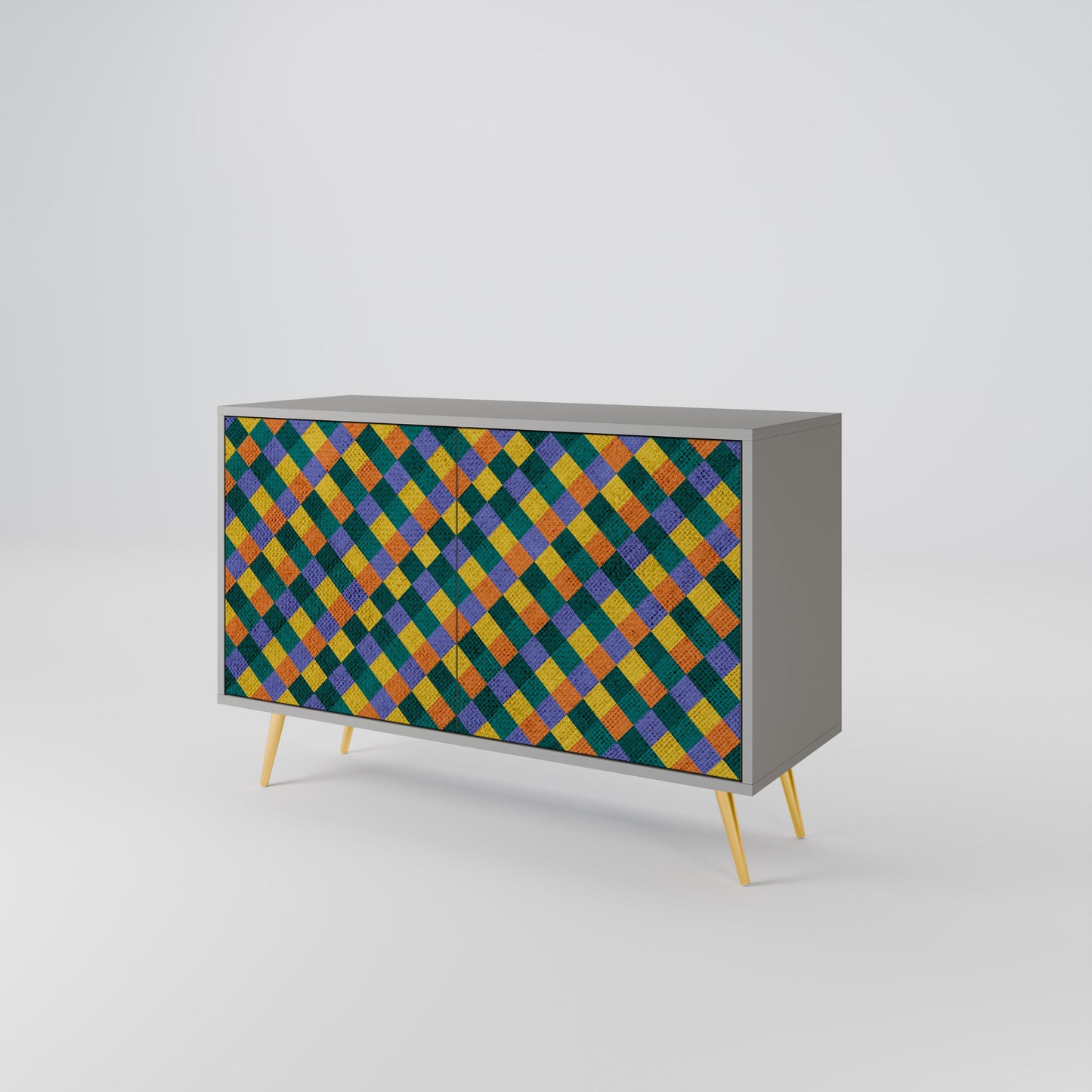 PAINTED SQUARES MIX 2-Door Sideboard in Grey Finish