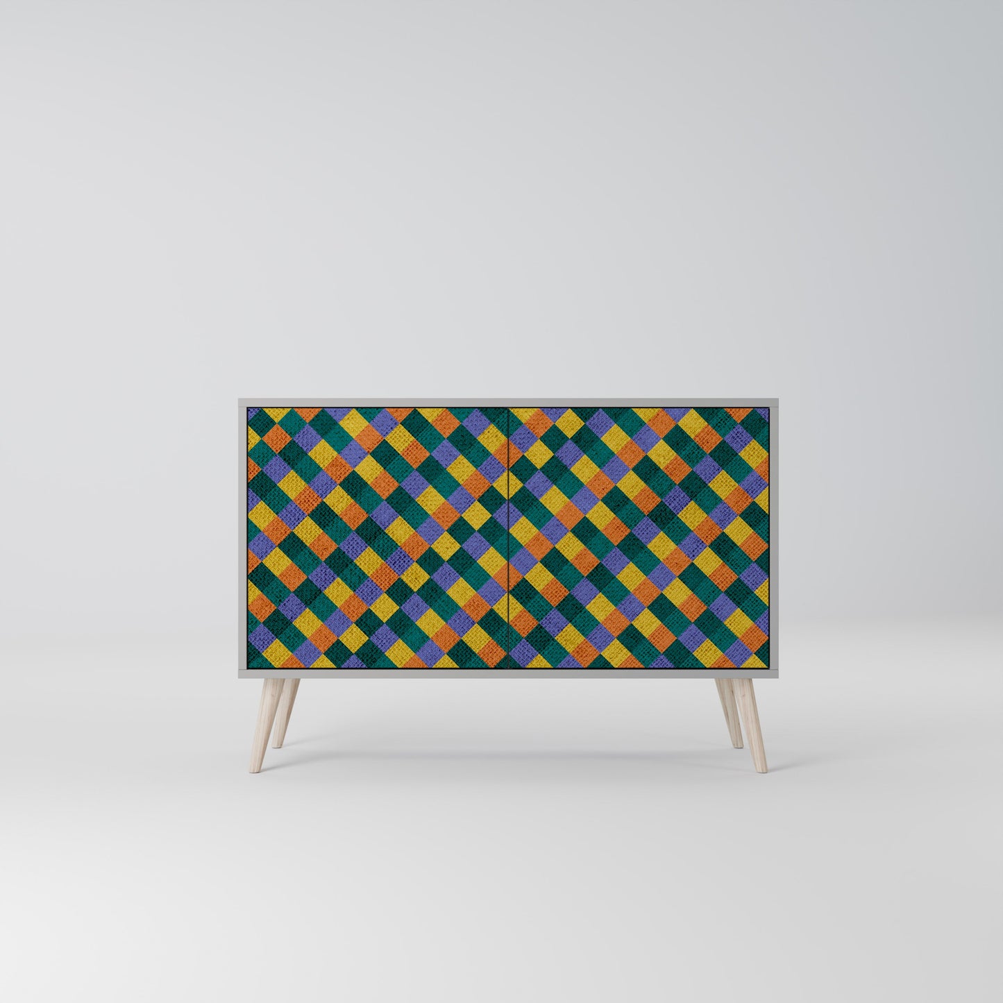 PAINTED SQUARES MIX 2-Door Sideboard in Grey Finish