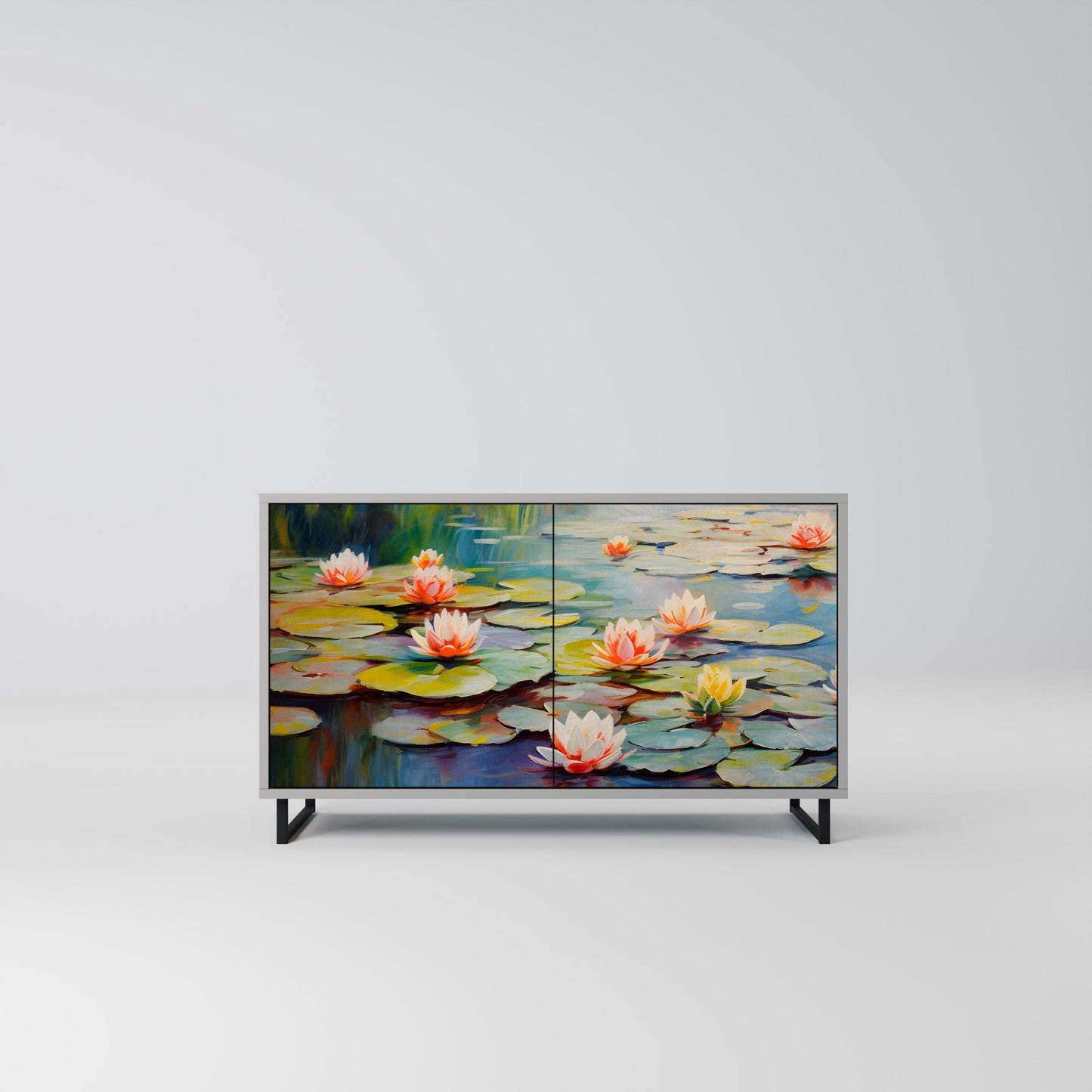 Credenza BLOOMING WATERS a 2 ante in finitura grigia