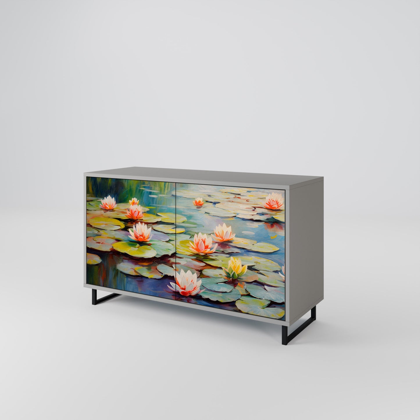 Credenza BLOOMING WATERS a 2 ante in finitura grigia