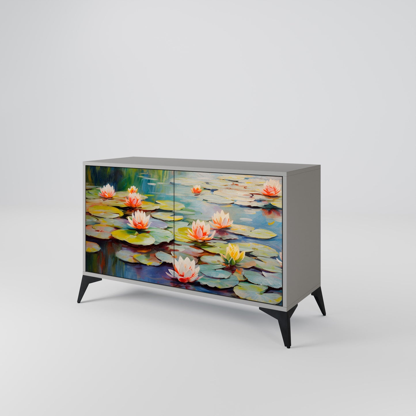 Credenza BLOOMING WATERS a 2 ante in finitura grigia