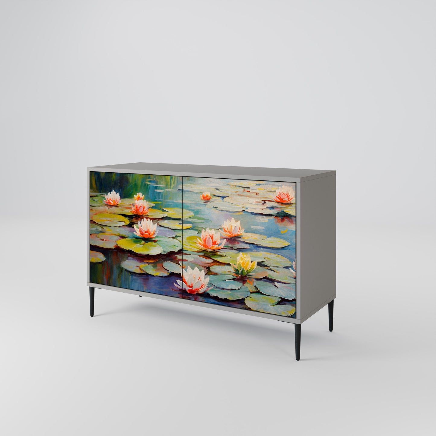 Credenza BLOOMING WATERS a 2 ante in finitura grigia